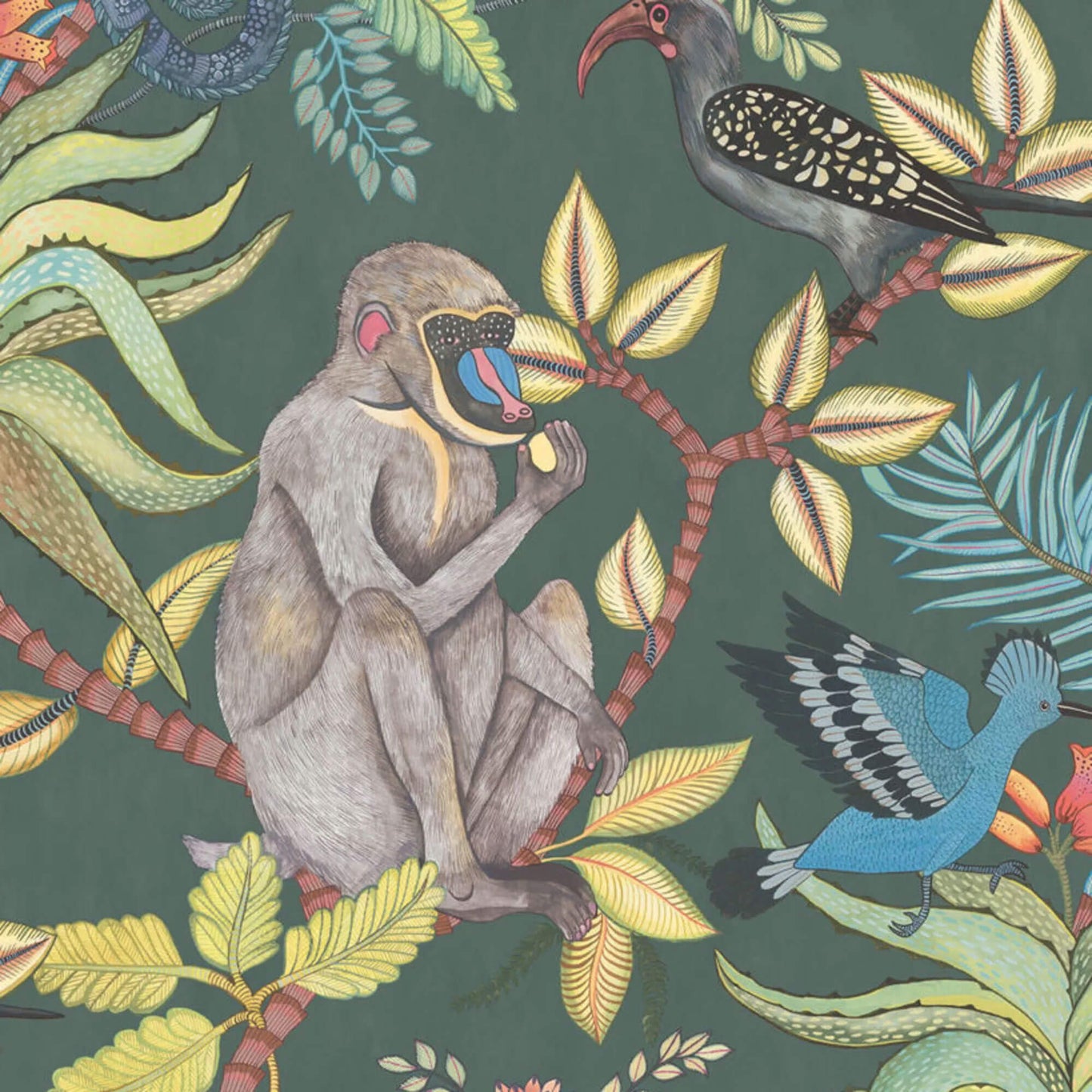 Cole & Son Savuti Wallpaper - Dark Petrol Multi