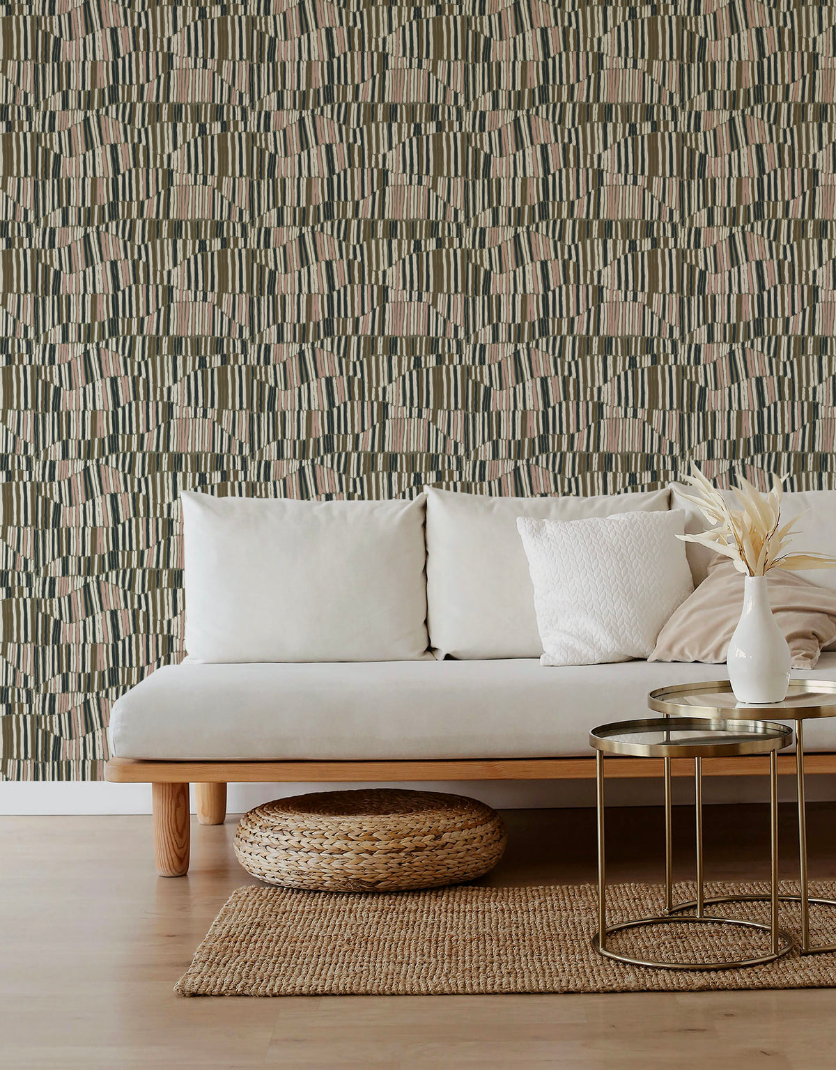 Mitchell Black Forbes Masters Jamaican Waves Wallpaper Sample - Olive Blush