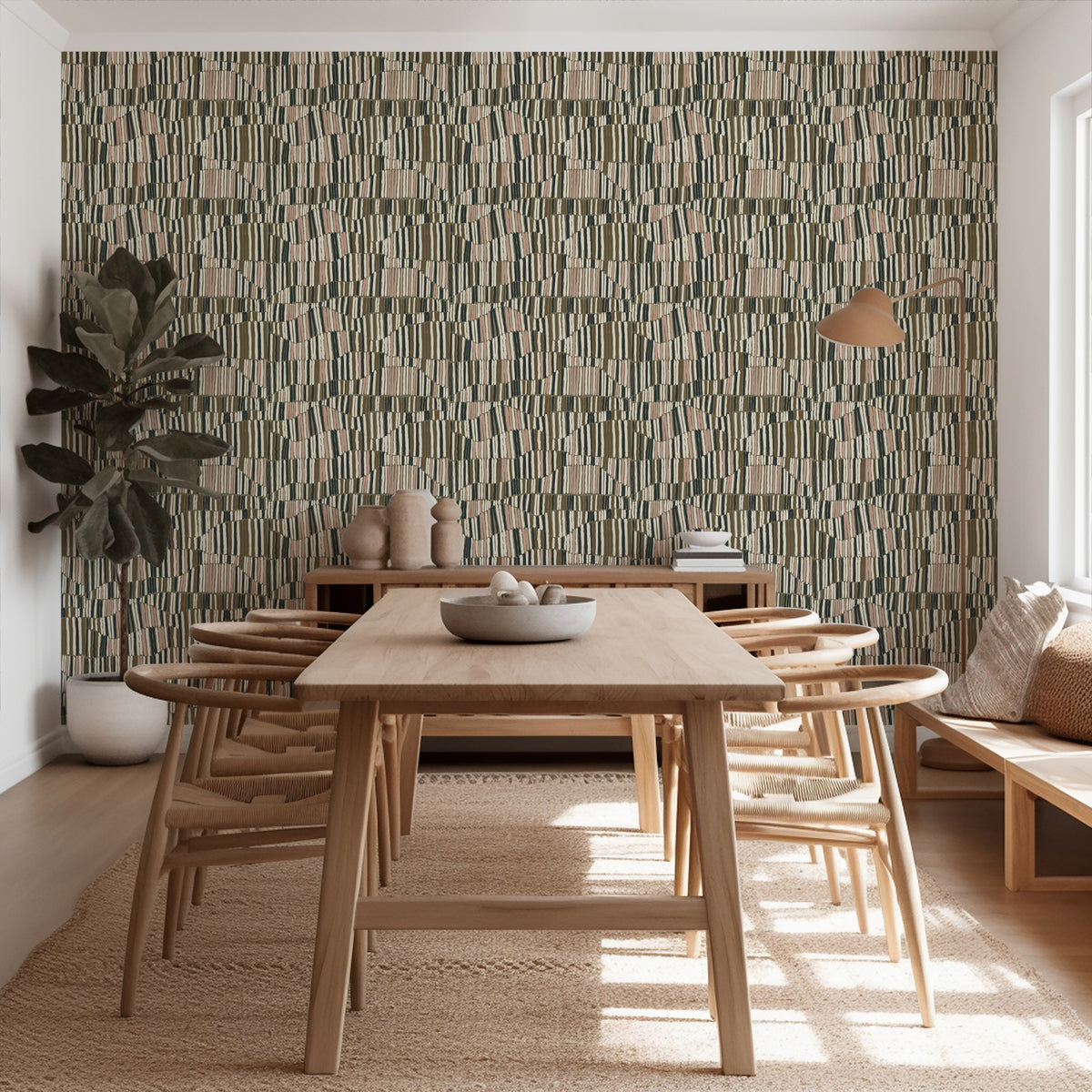 Mitchell Black Forbes Masters Jamaican Waves Wallpaper Sample - Olive Blush