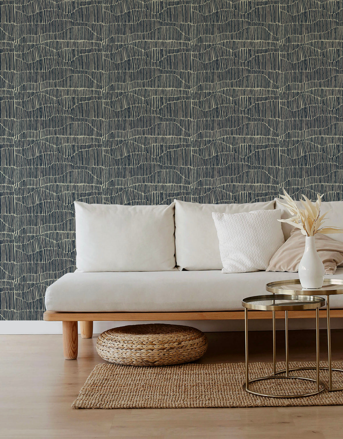 Mitchell Black Forbes Masters Jamaican Waves Wallpaper Sample - Stone Blue