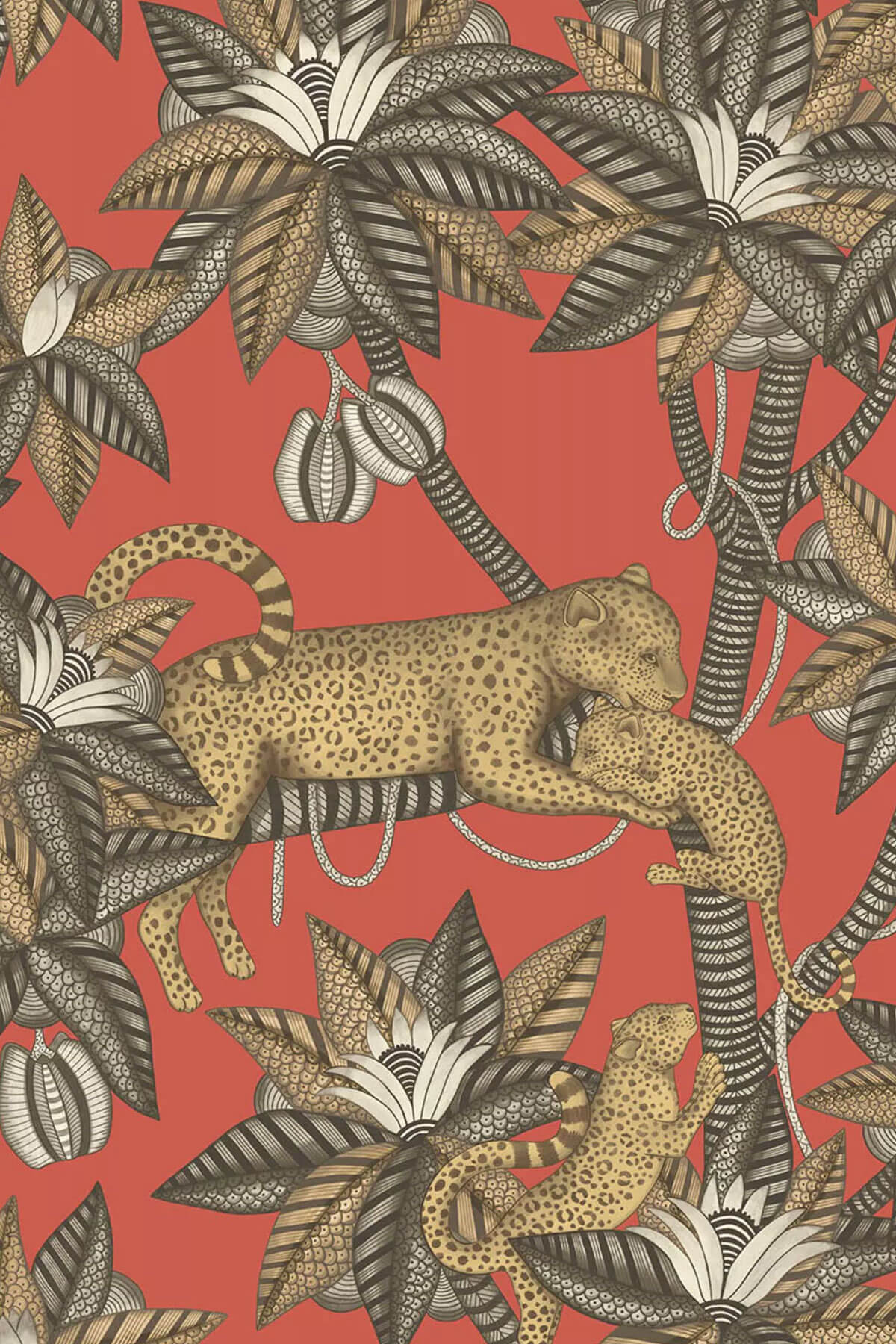 Cole & Son Ardmore-Jabula Satara Wallpaper - Metallic Gold & Rouge