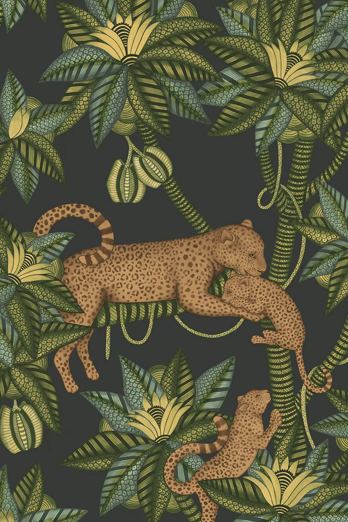 Cole & Son Ardmore-Jabula Satara Wallpaper - Spring Green & Charcoal
