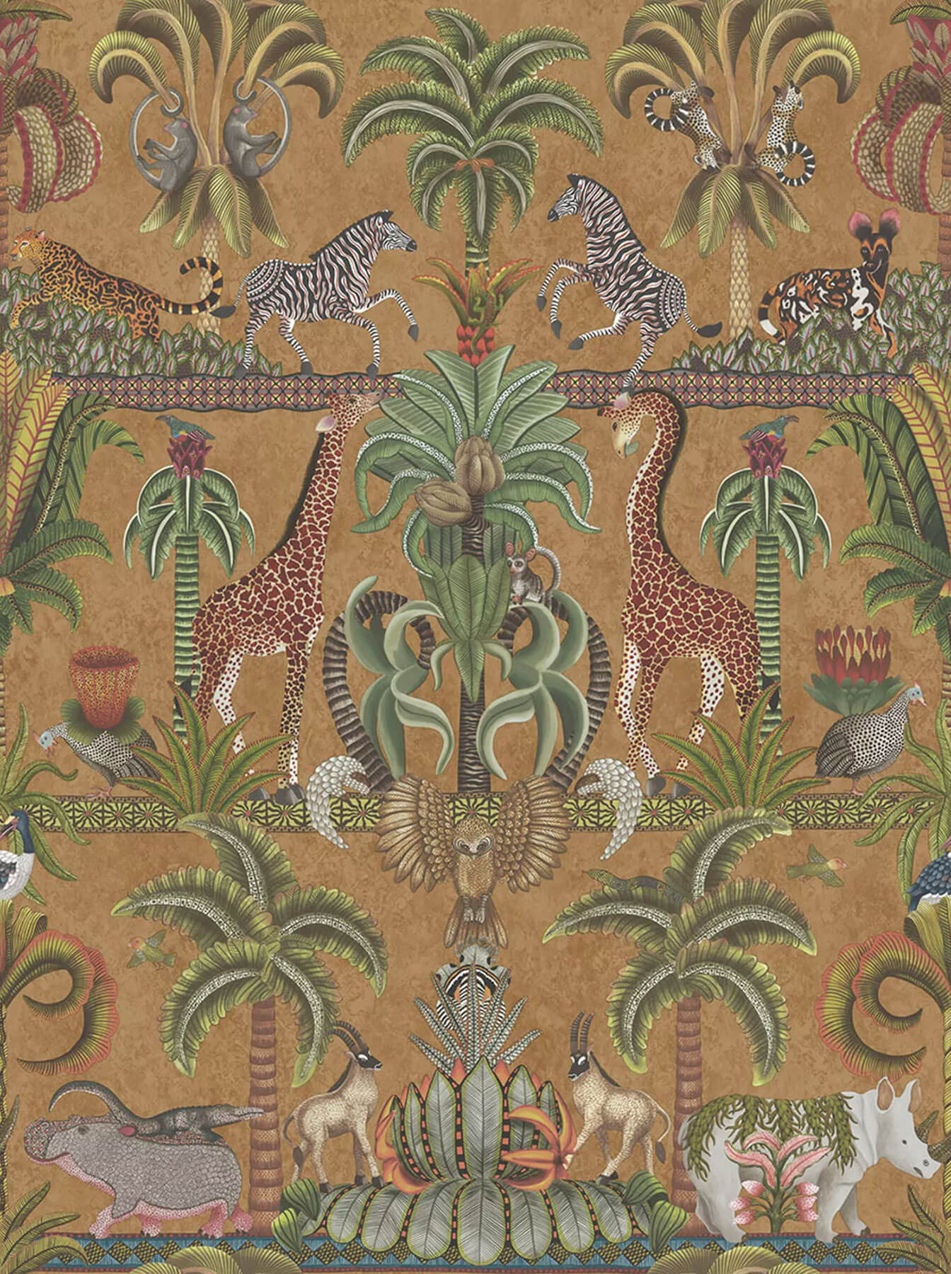 Cole & Son Ardmore-Jabula Afrika Kingdom Wallpaper - Green & Bronze