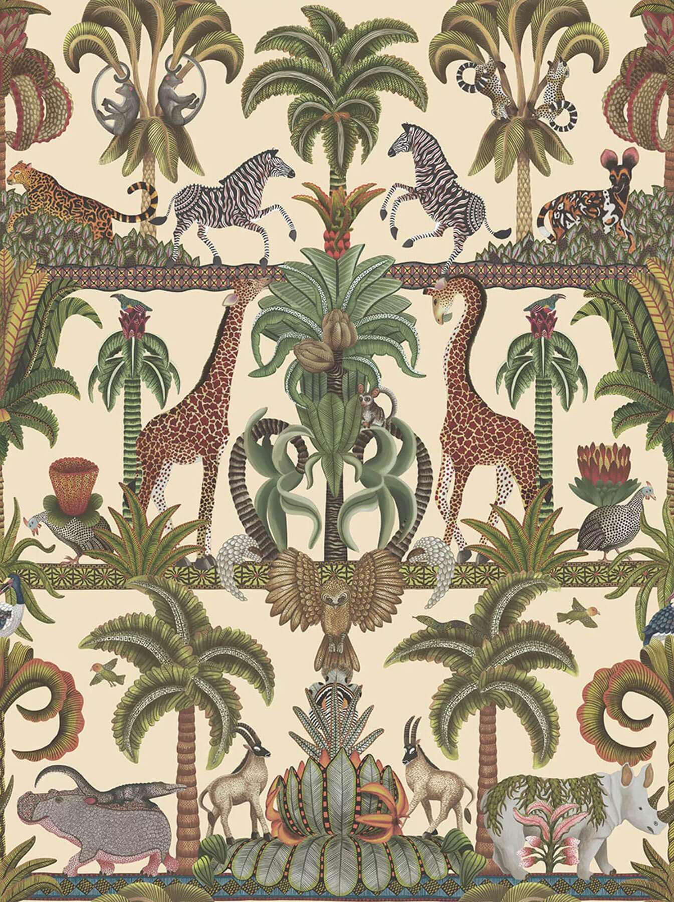 Cole & Son Ardmore-Jabula Afrika Kingdom Wallpaper - Green & Cream