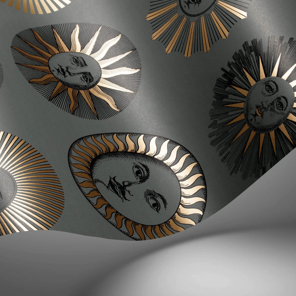 Cole & Son Fornasetti Senza Tempo II Soli Wallpaper Sample - Sage & Rose Gold