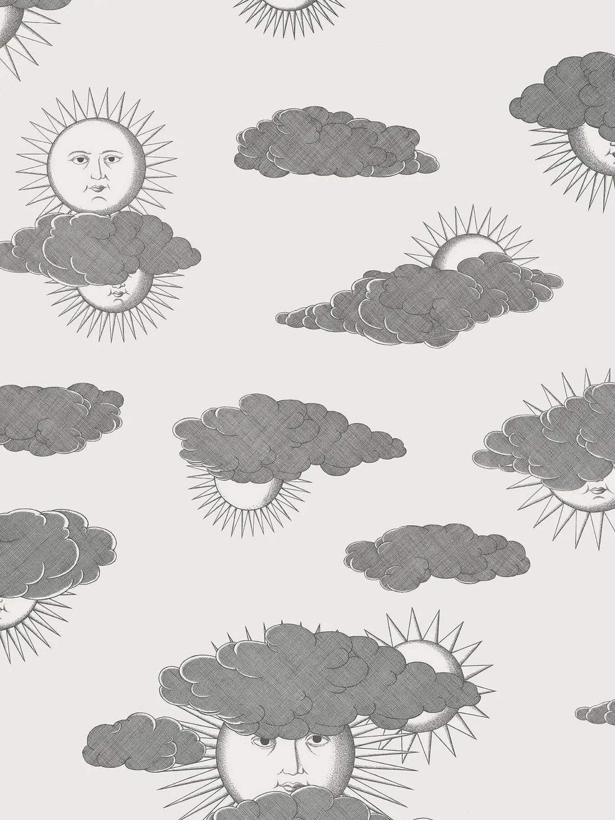 Cole & Son Fornasetti Senza Tempo II Soli E Nuvole Wallpaper Sample - Black & White