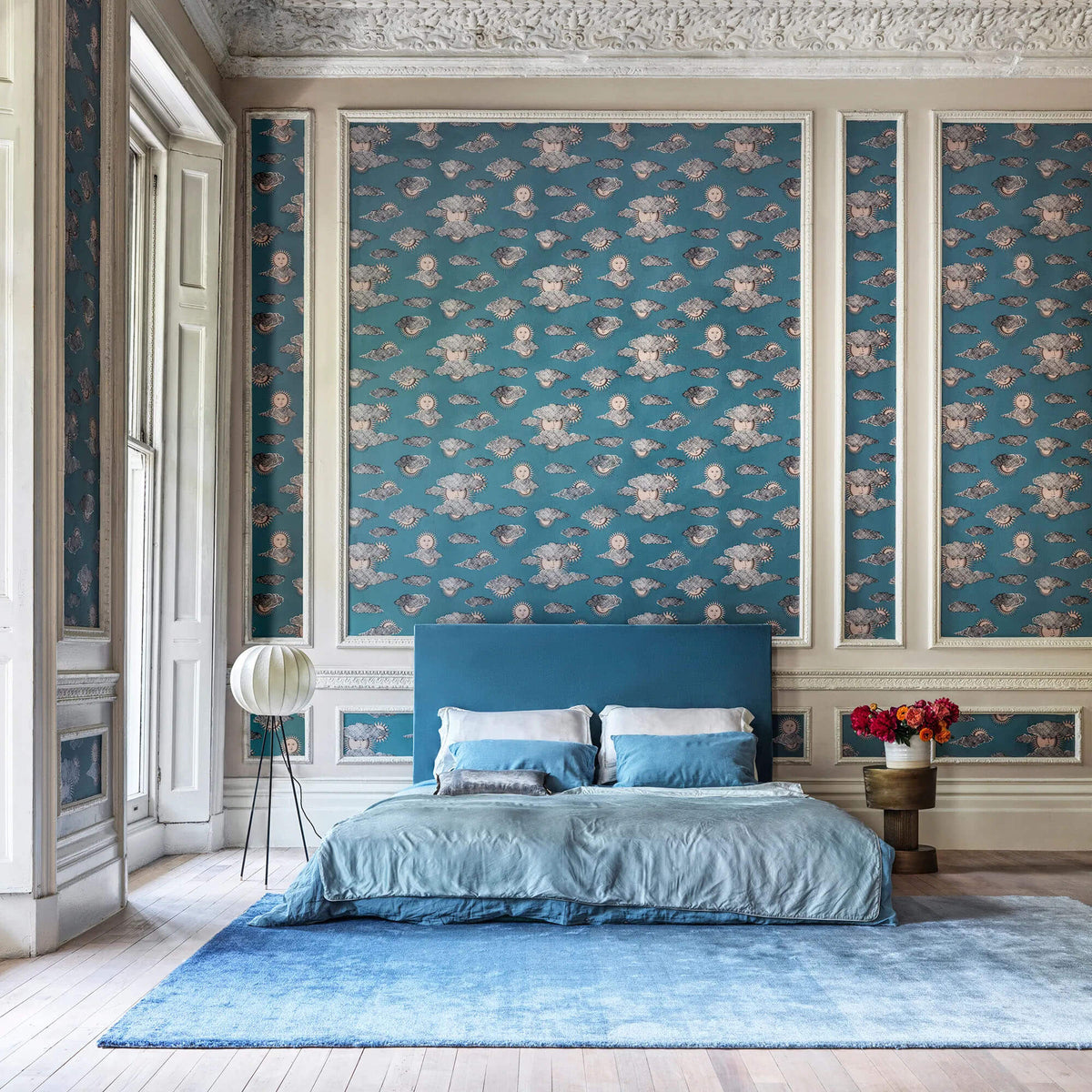 Cole & Son Fornasetti Senza Tempo II Soli E Nuvole Wallpaper Sample - Teal