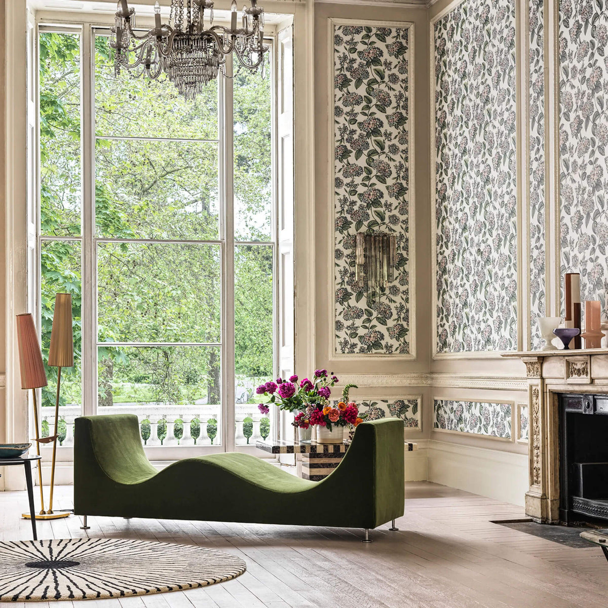 Cole & Son Fornasetti Senza Tempo II Ramo Di Ortensia Wallpaper Sample - Stone