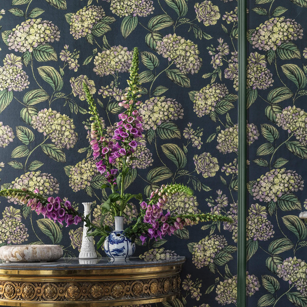 Cole & Son Fornasetti Senza Tempo II Ramo Di Ortensia Wallpaper Sample - Ink
