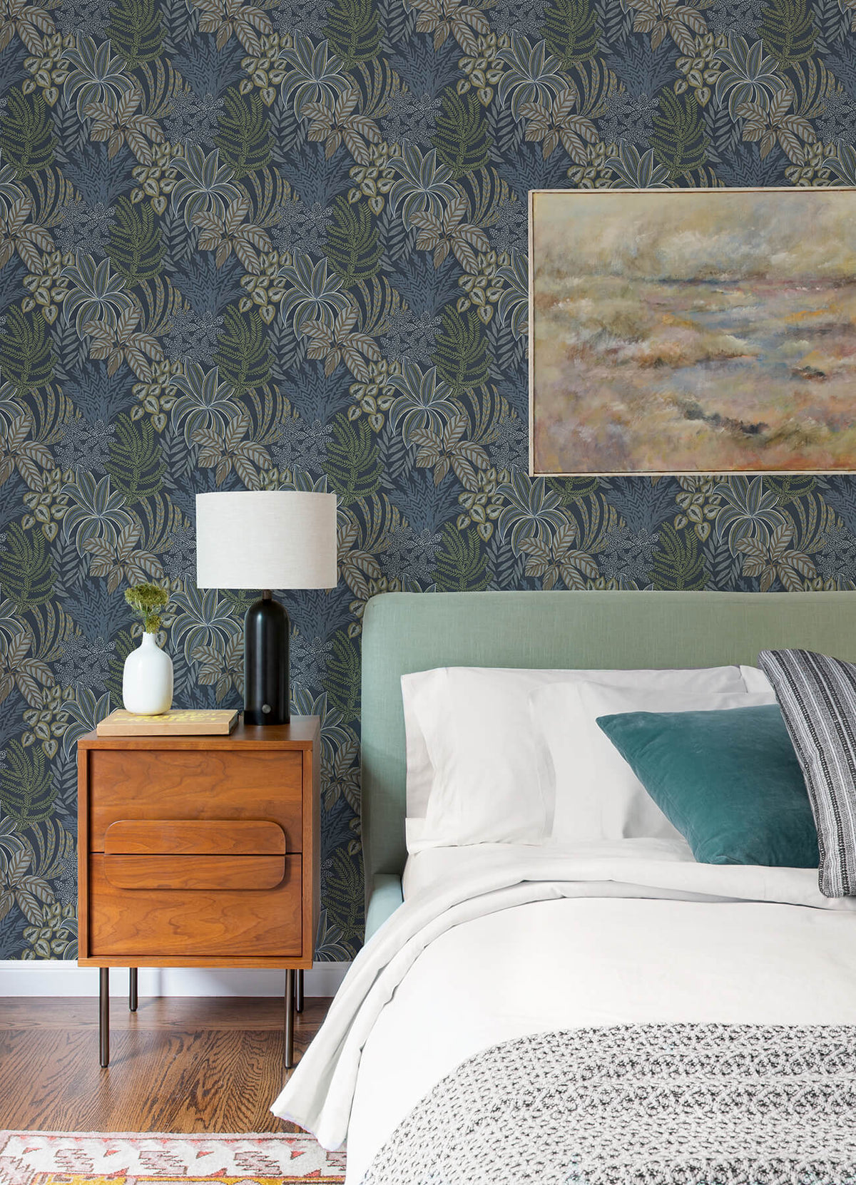 A Street Prints Revival Sumner Wallpaper Sample - Navy