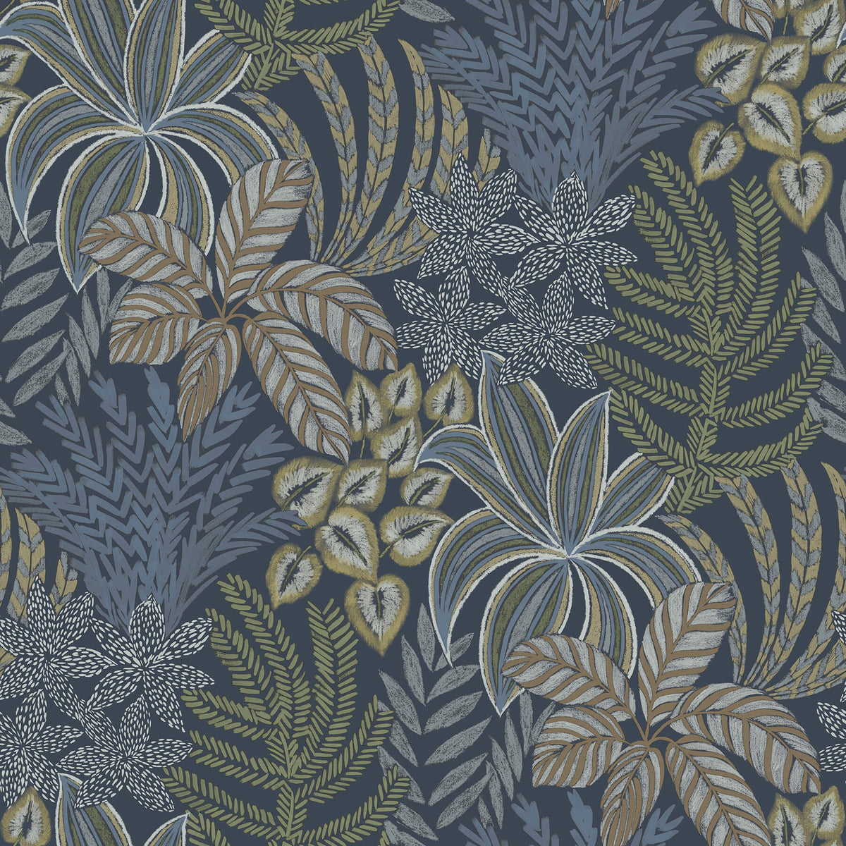 A Street Prints Revival Sumner Wallpaper Sample - Navy