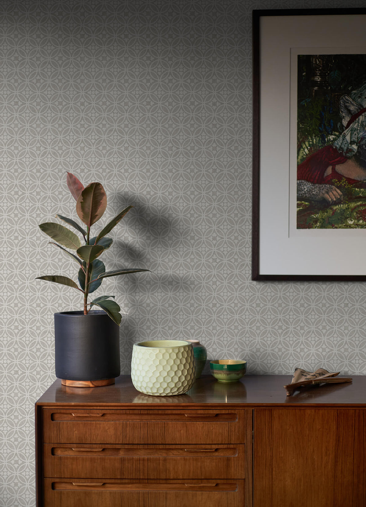 A-Street Prints Revival Larsson Ogee Wallpaper - Grey