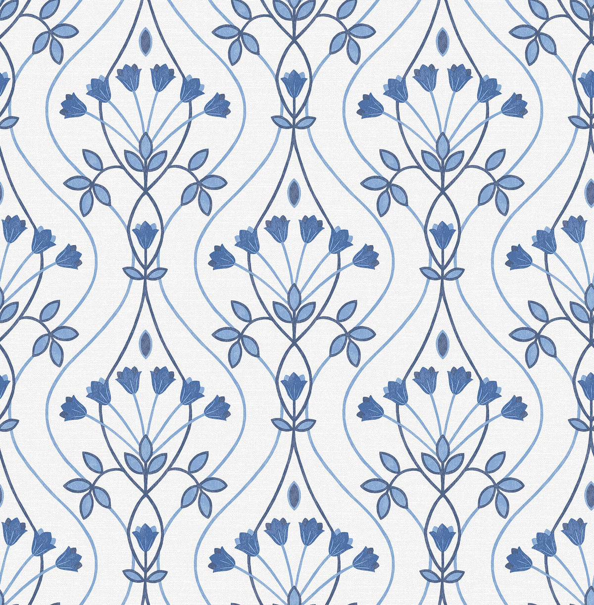 A-Street Prints Revival Dard Tulip Ogee Wallpaper - Blue