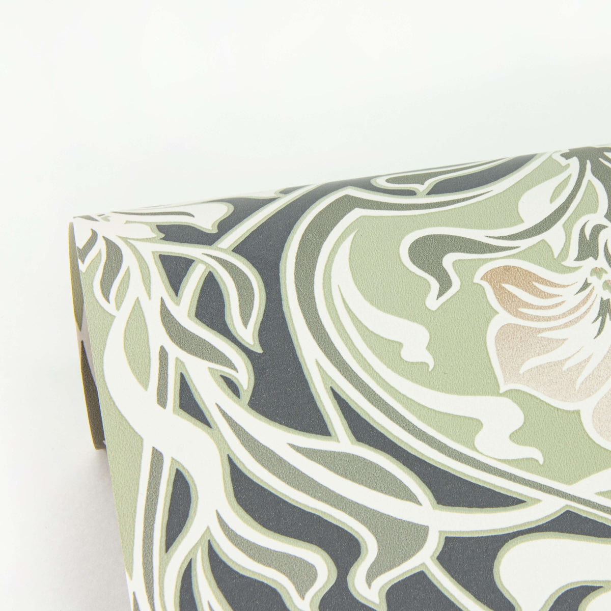 A Street Prints Revival Mucha Ogee Wallpaper Sample - Dark Grey