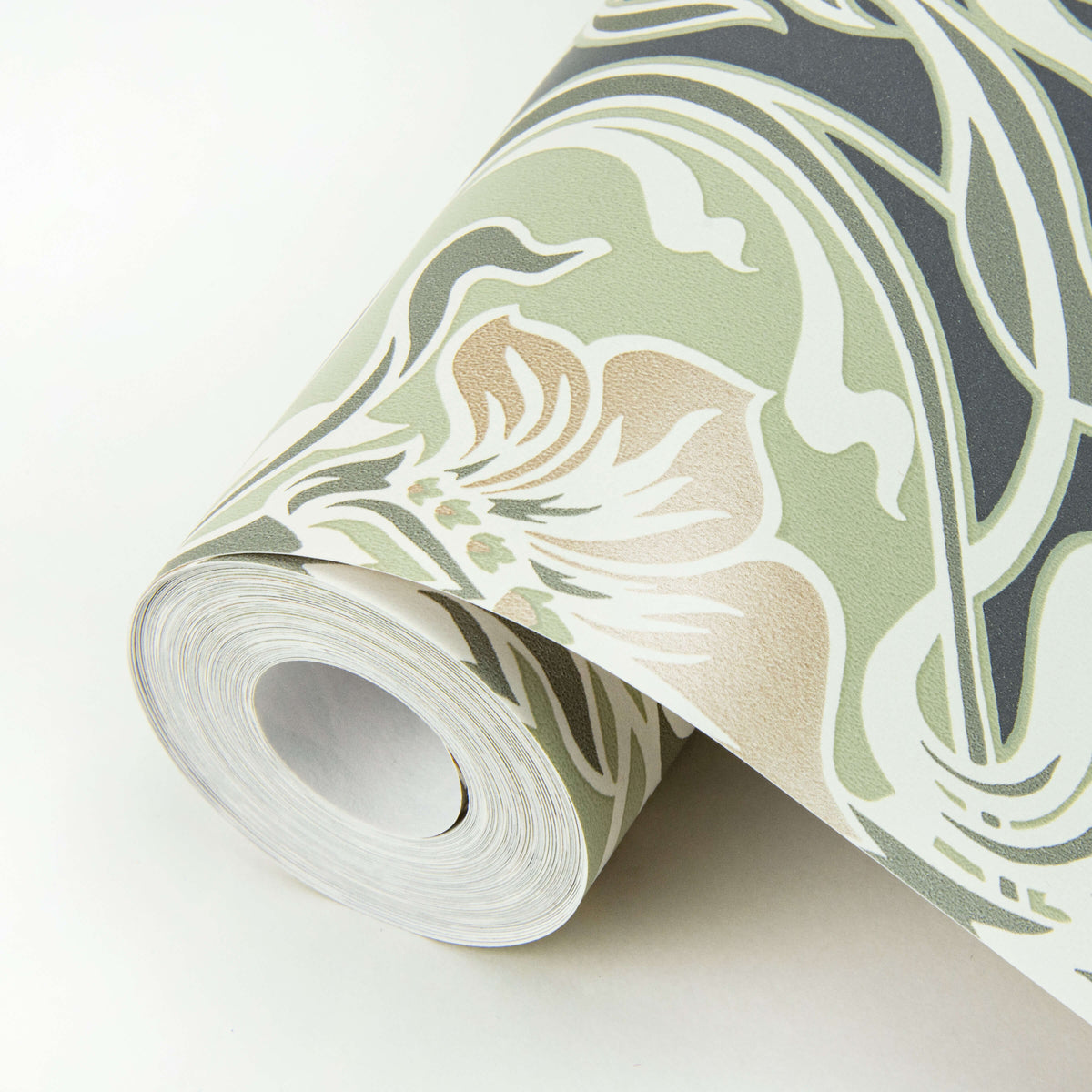 A Street Prints Revival Mucha Ogee Wallpaper Sample - Dark Grey