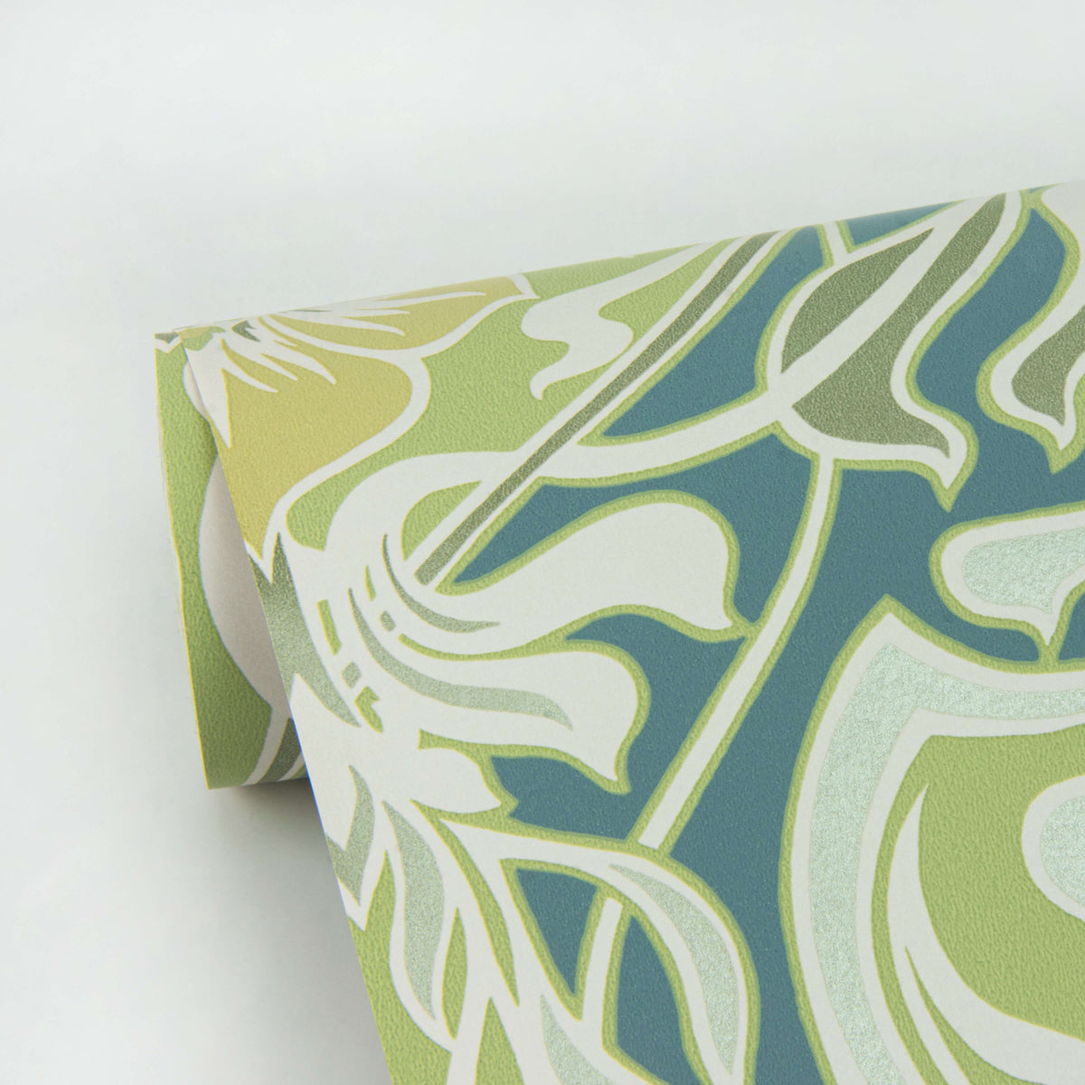 A Street Prints Revival Mucha Ogee Wallpaper Sample - Teal
