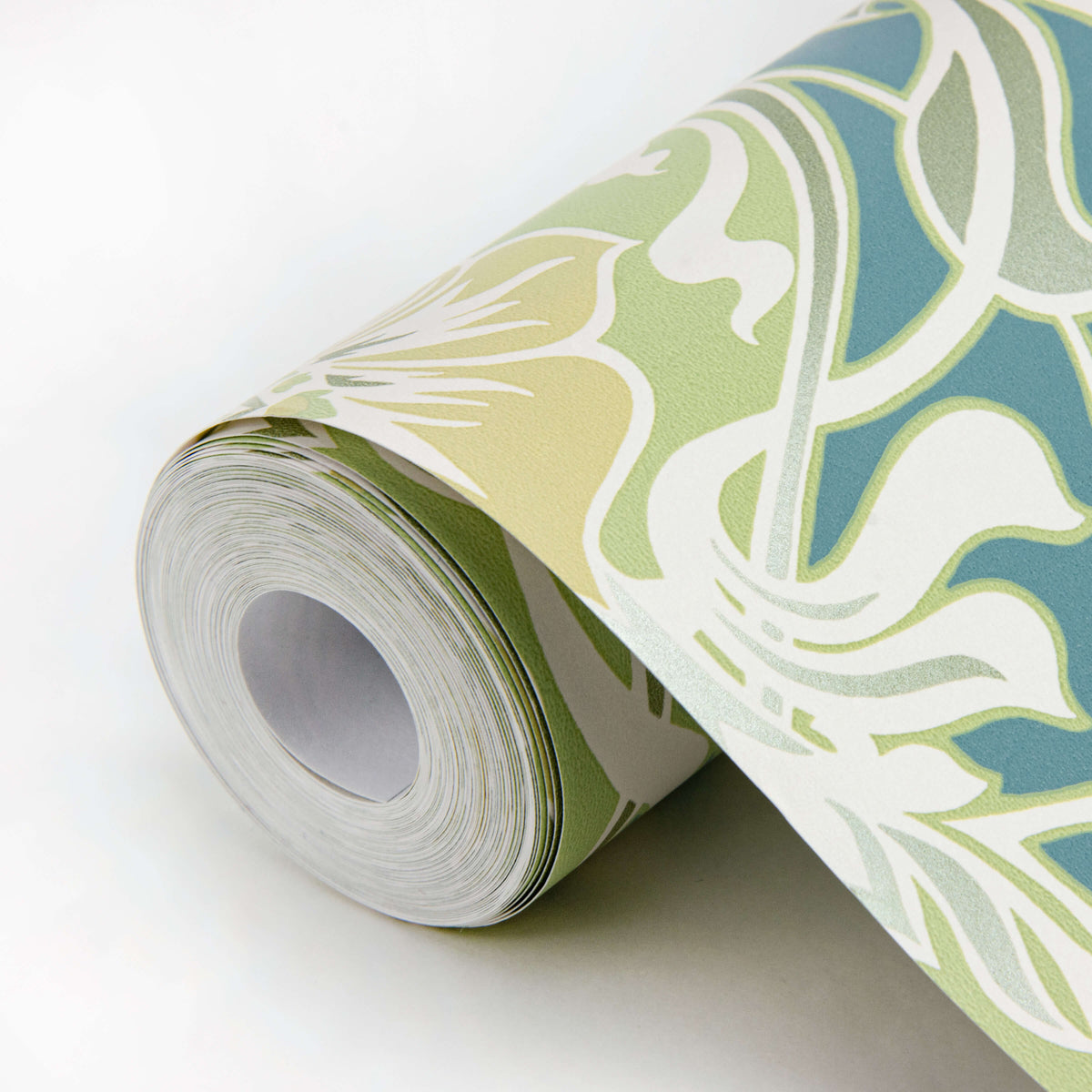 A Street Prints Revival Mucha Ogee Wallpaper Sample - Teal