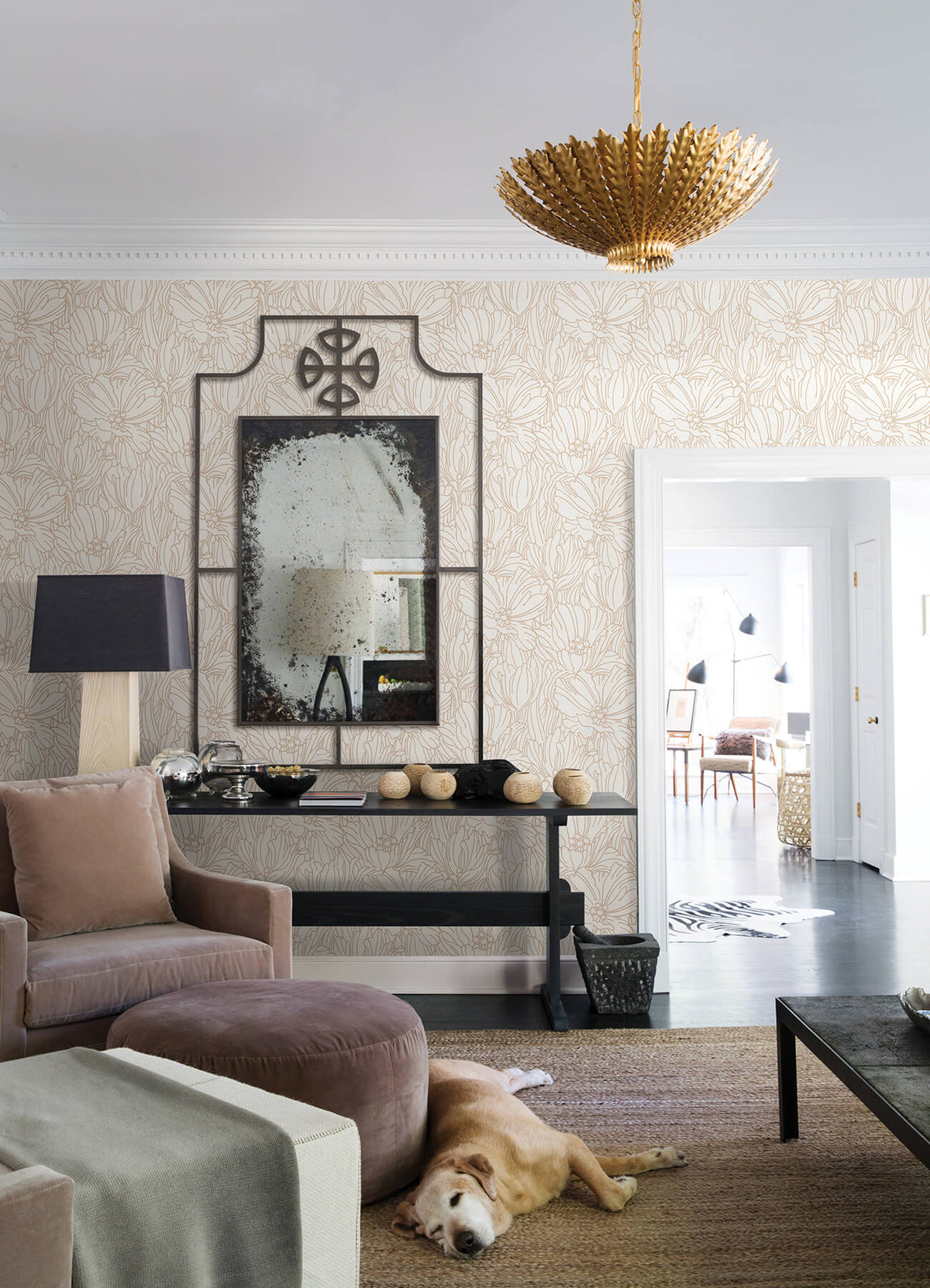 A Street Prints Revival Selwyn Metallic Wallpaper Sample - Copper
