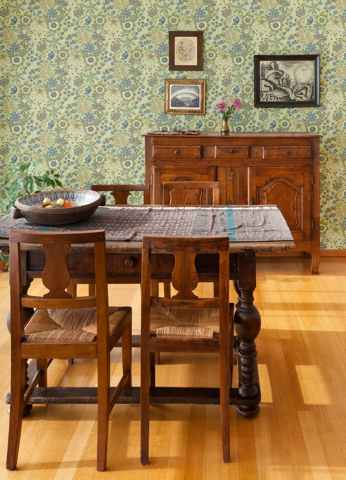 A Street Prints Revival Voysey Floral Wallpaper Sample - Green