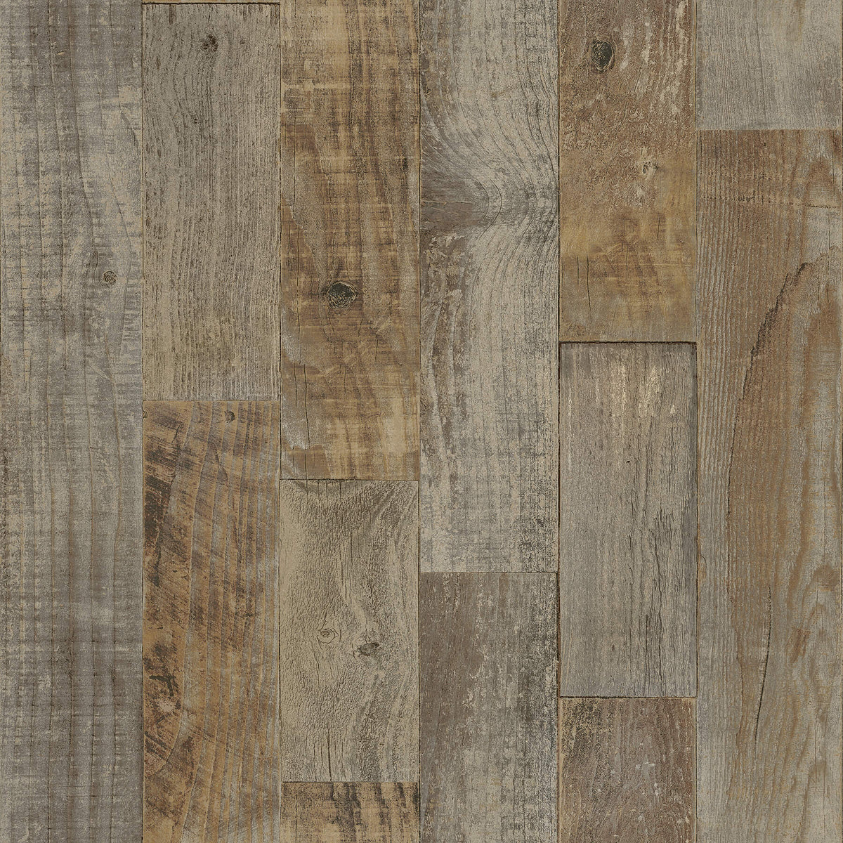 Chesapeake Thoreau Chebacco Wood Planks Wallpaper Sample - Brown