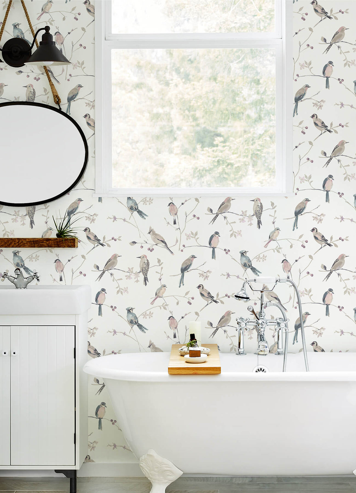 Chesapeake Thoreau Birdsong Wallpaper Sample - Mauve