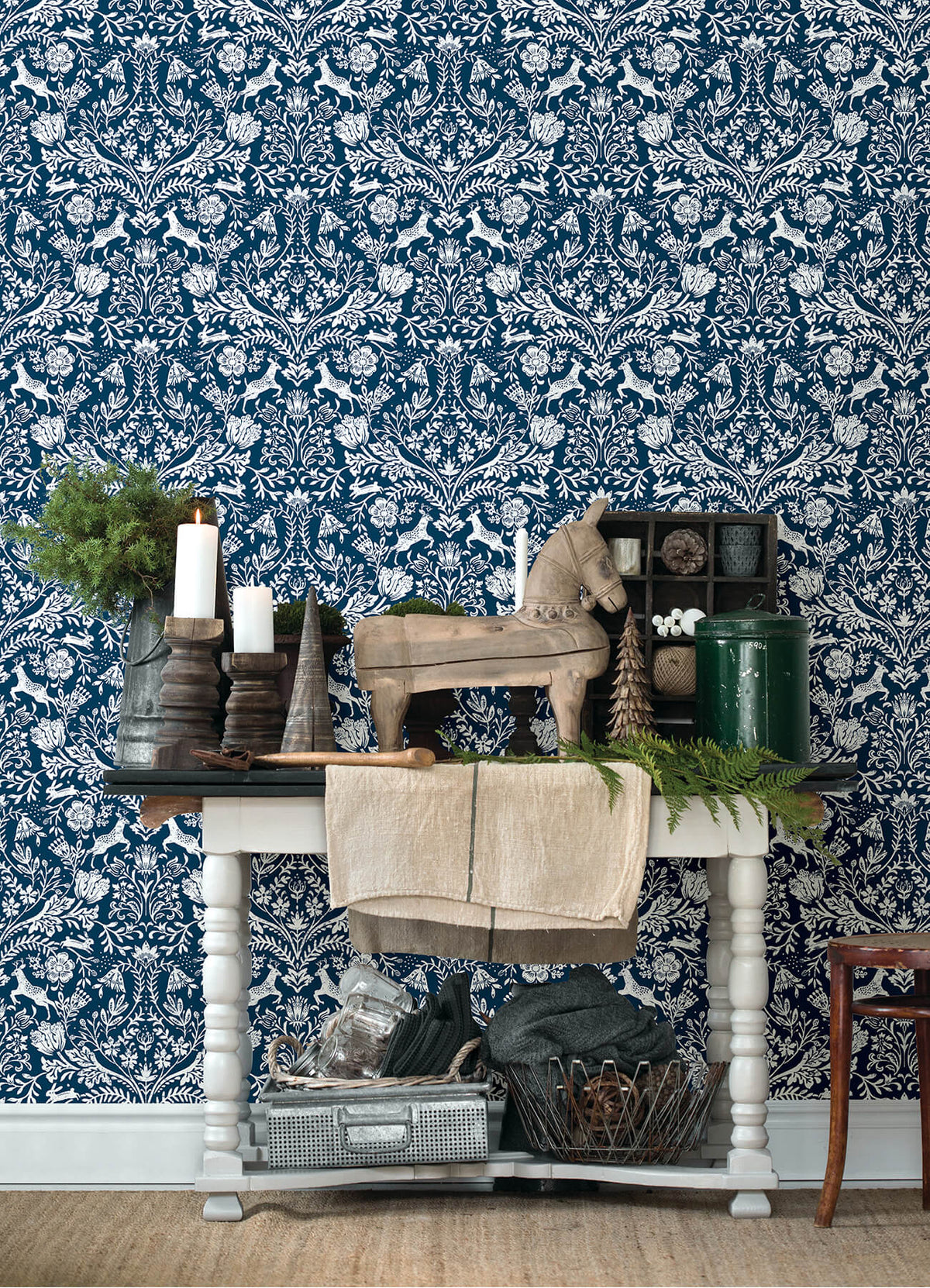 Chesapeake Thoreau Forest Dance Wallpaper - Navy