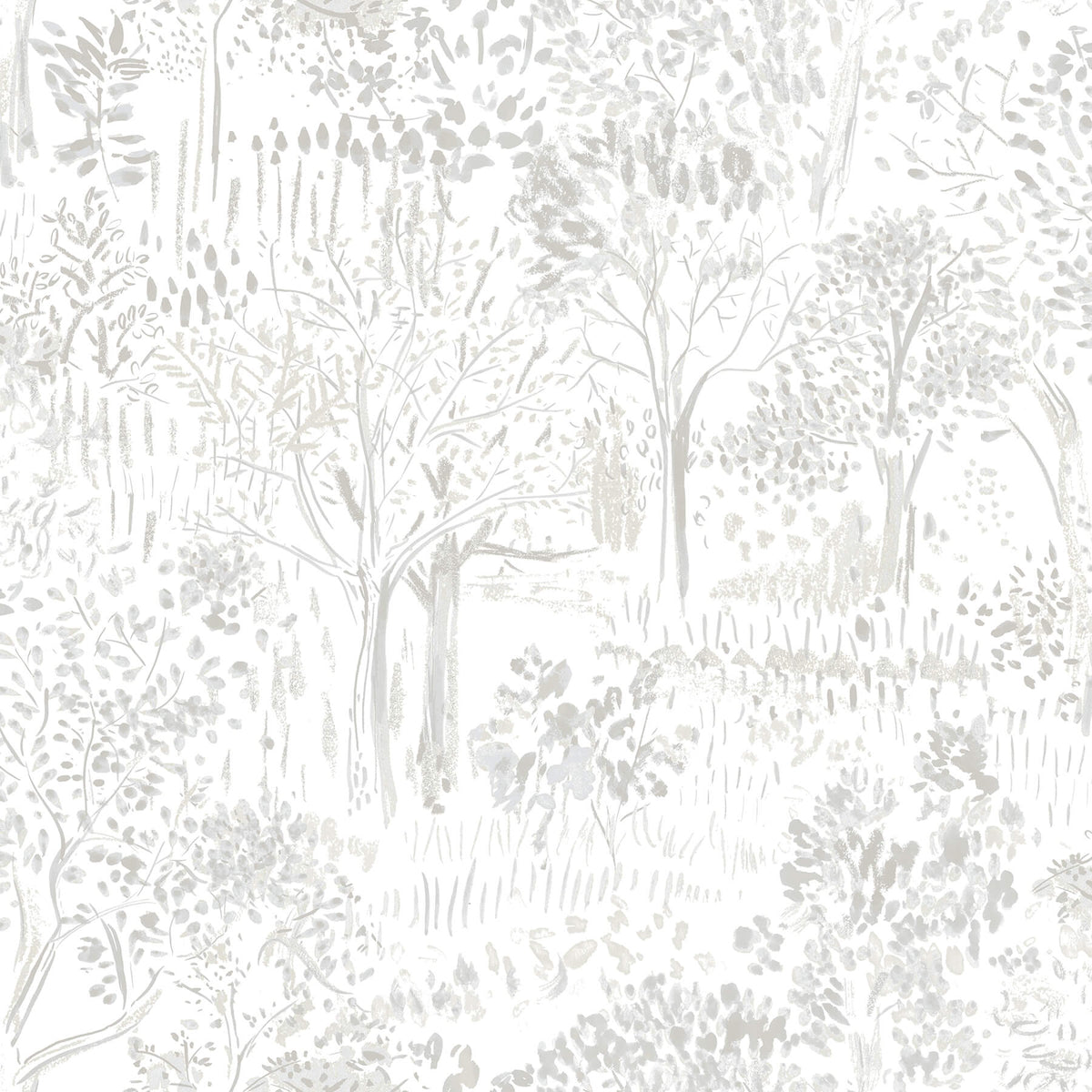 Chesapeake Thoreau Walden Forest Wallpaper Sample - Grey