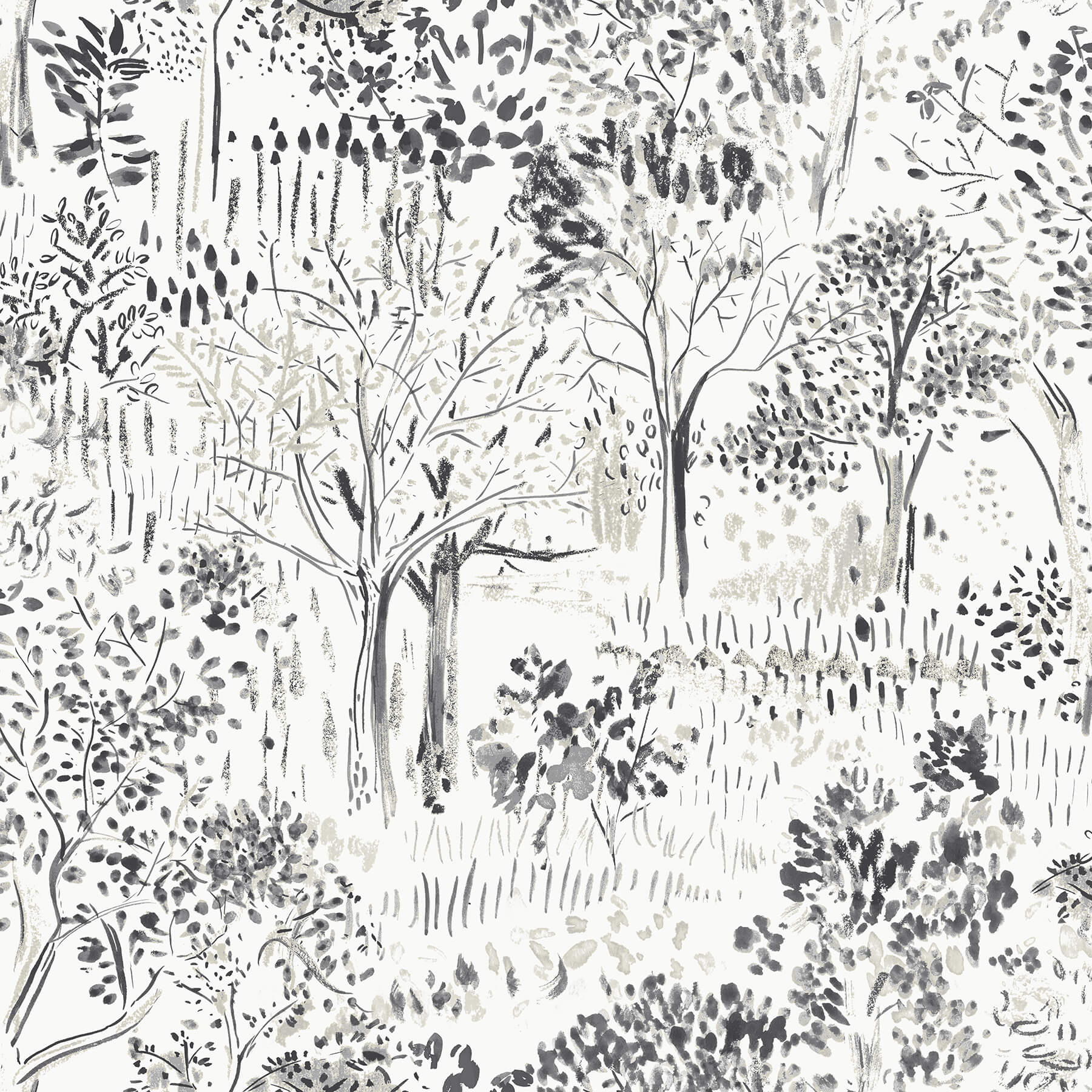 3124-13894 Chesapeake Thoreau Walden Forest Wallpaper - Black – US