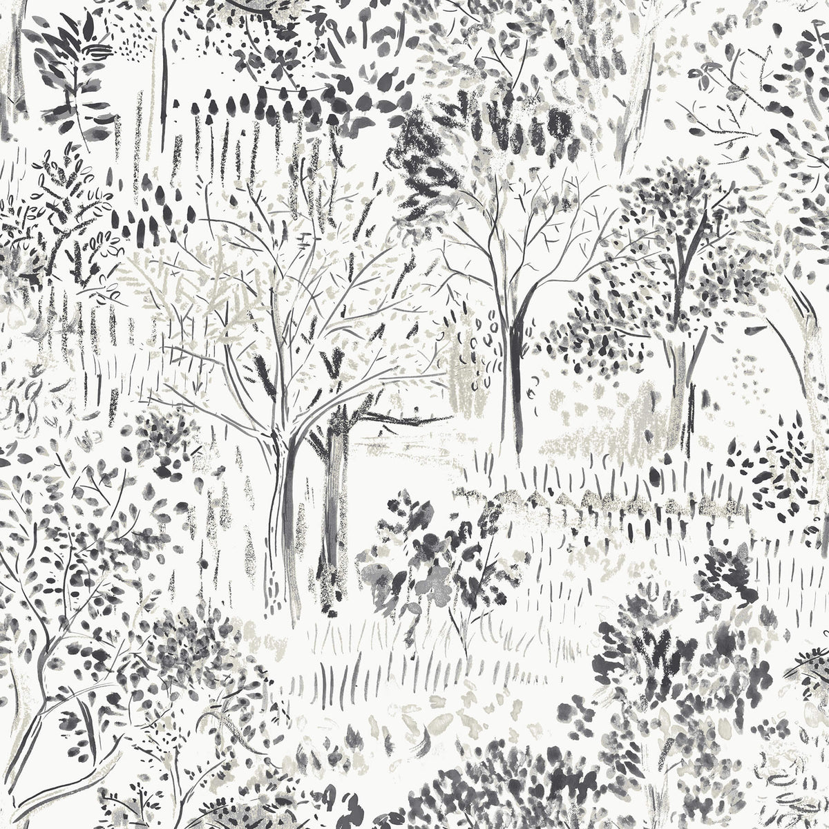 Chesapeake Thoreau Walden Forest Wallpaper Sample - Black