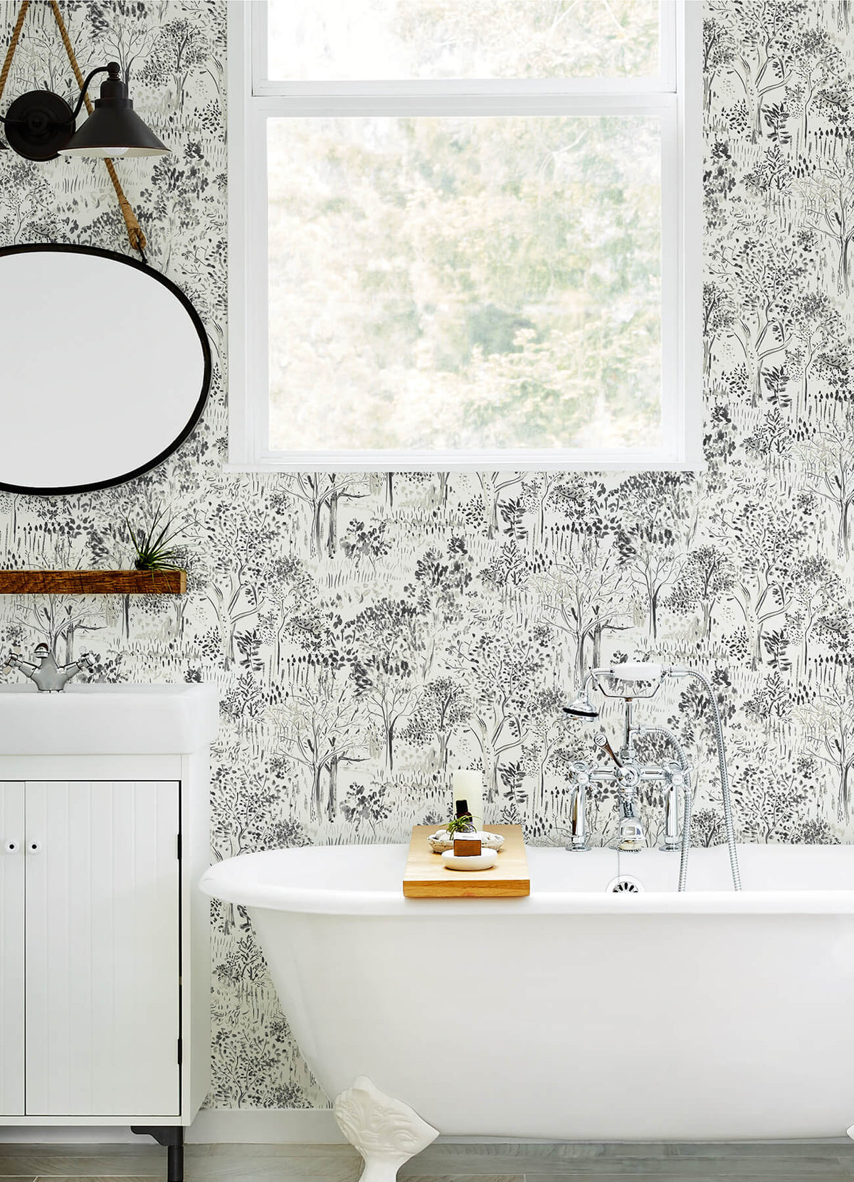 Chesapeake Thoreau Walden Forest Wallpaper Sample - Black