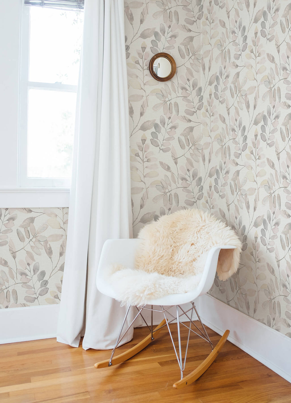 Chesapeake Thoreau Pinnate Leaves Wallpaper Sample - Blush