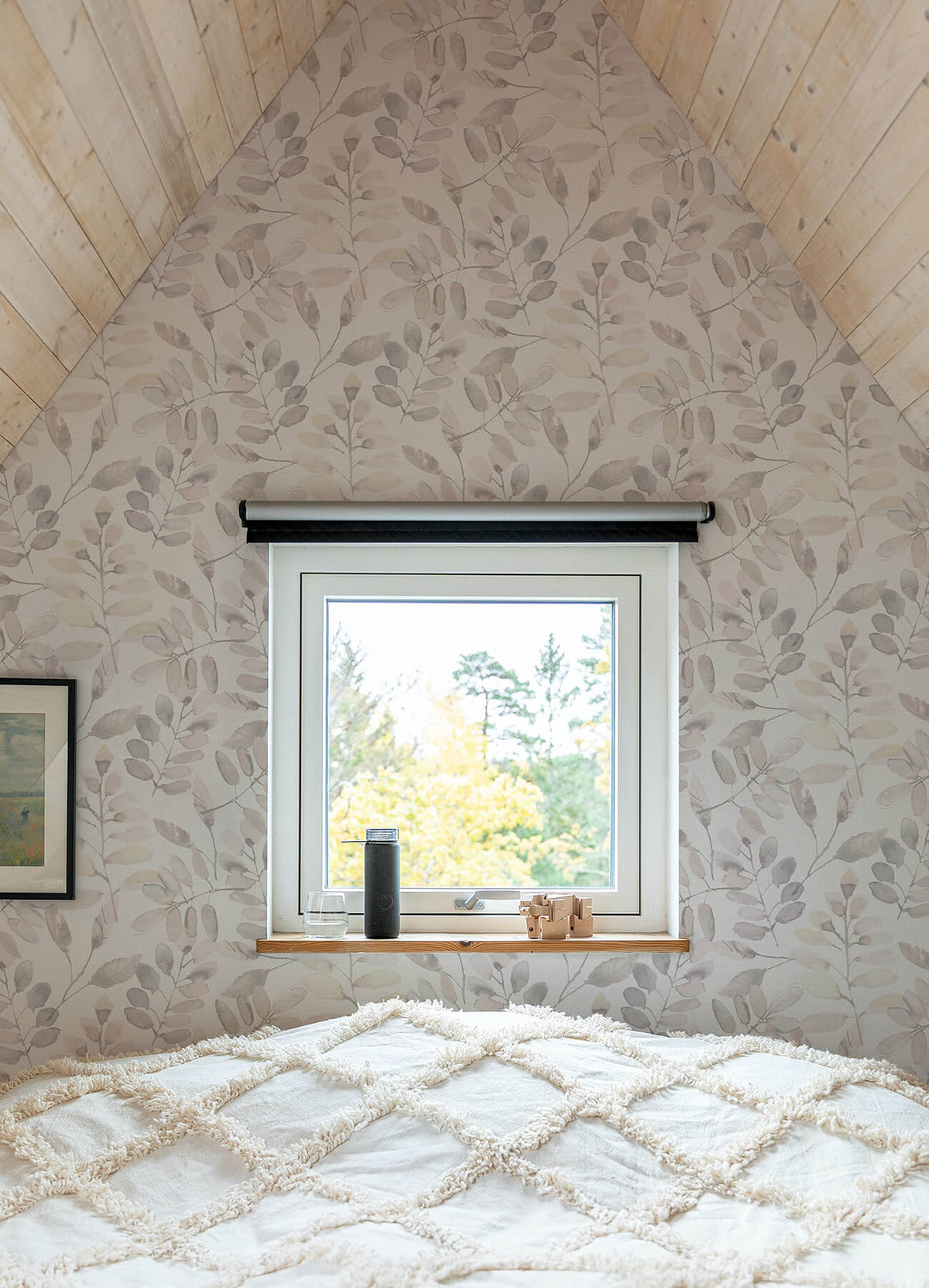 Chesapeake Thoreau Pinnate Leaves Wallpaper Sample - Blush