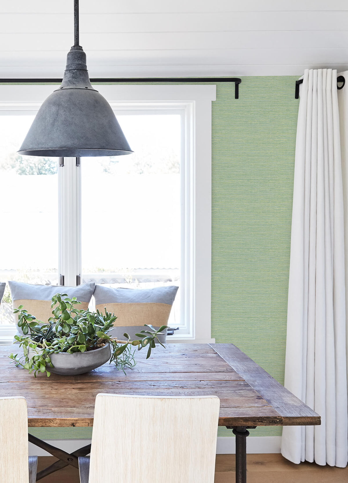 Chesapeake Thoreau Agave Faux Grasscloth Wallpaper Sample - Green