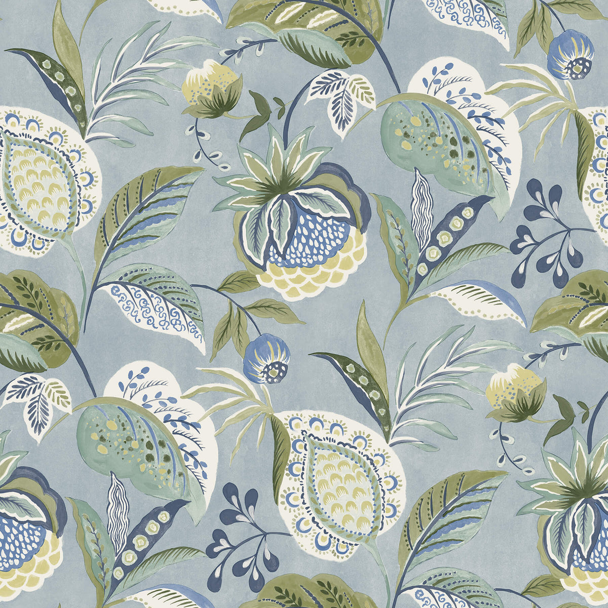Chesapeake Kinfolk Bohemian Jacobean Wallpaper - Blue