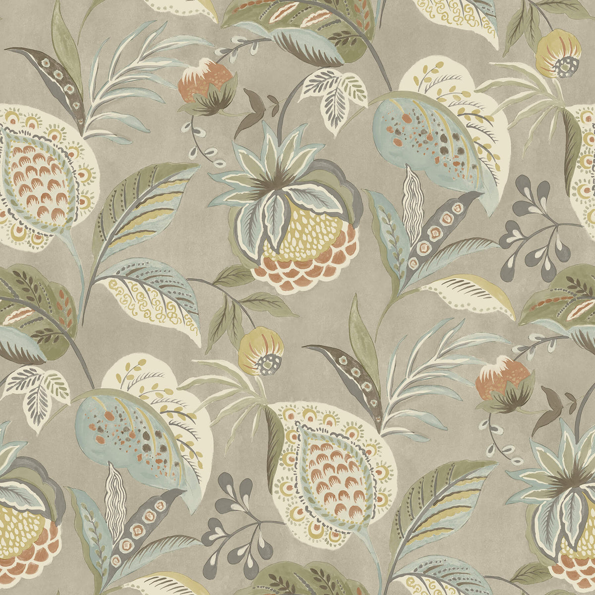Chesapeake Kinfolk Bohemian Jacobean Wallpaper - Taupe