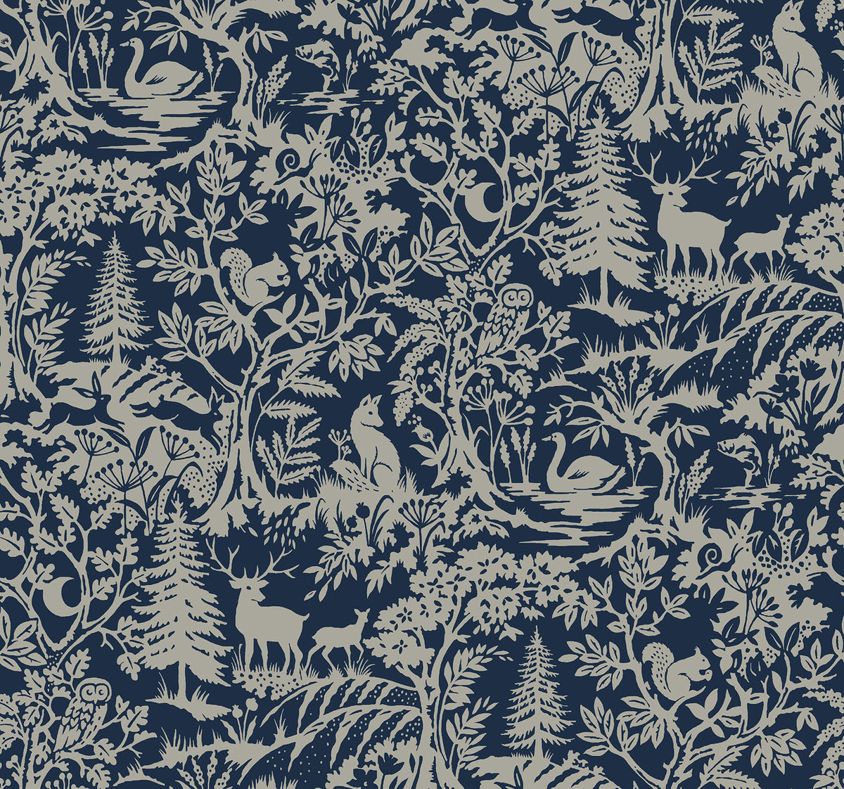 Chesapeake Kinfolk Alrick Forest Venture Wallpaper Sample - Navy