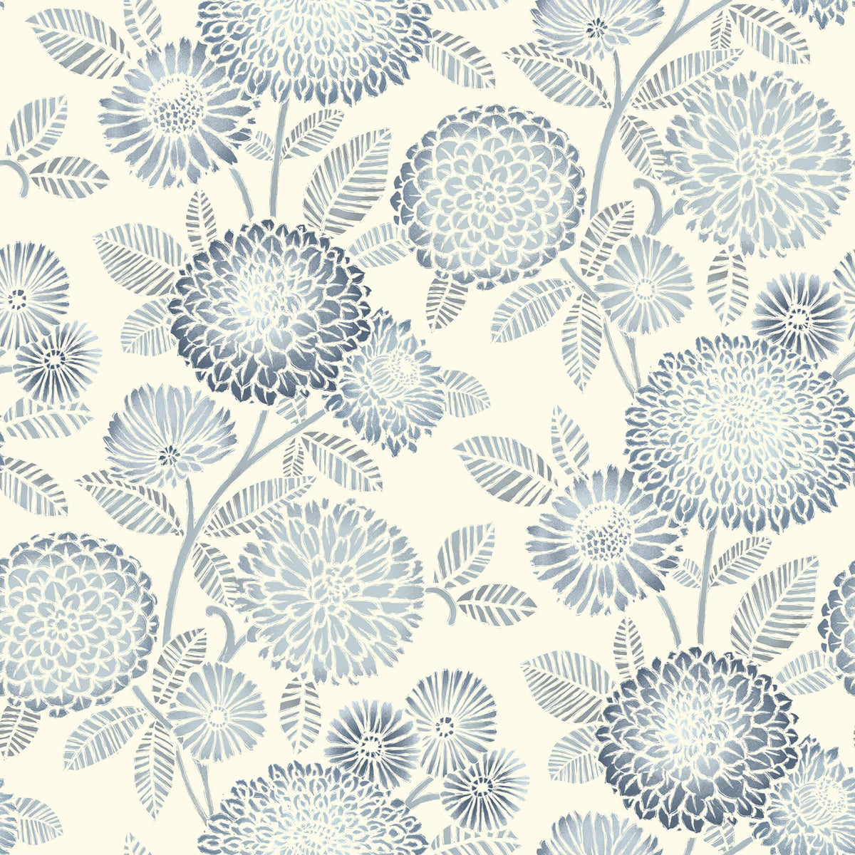 Chesapeake Kinfolk Zalipie Floral Trail Wallpaper Sample - Blue