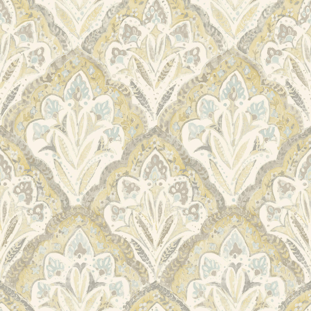 Chesapeake Kinfolk Mimir Quilted Damask Wallpaper Sample - Mustard