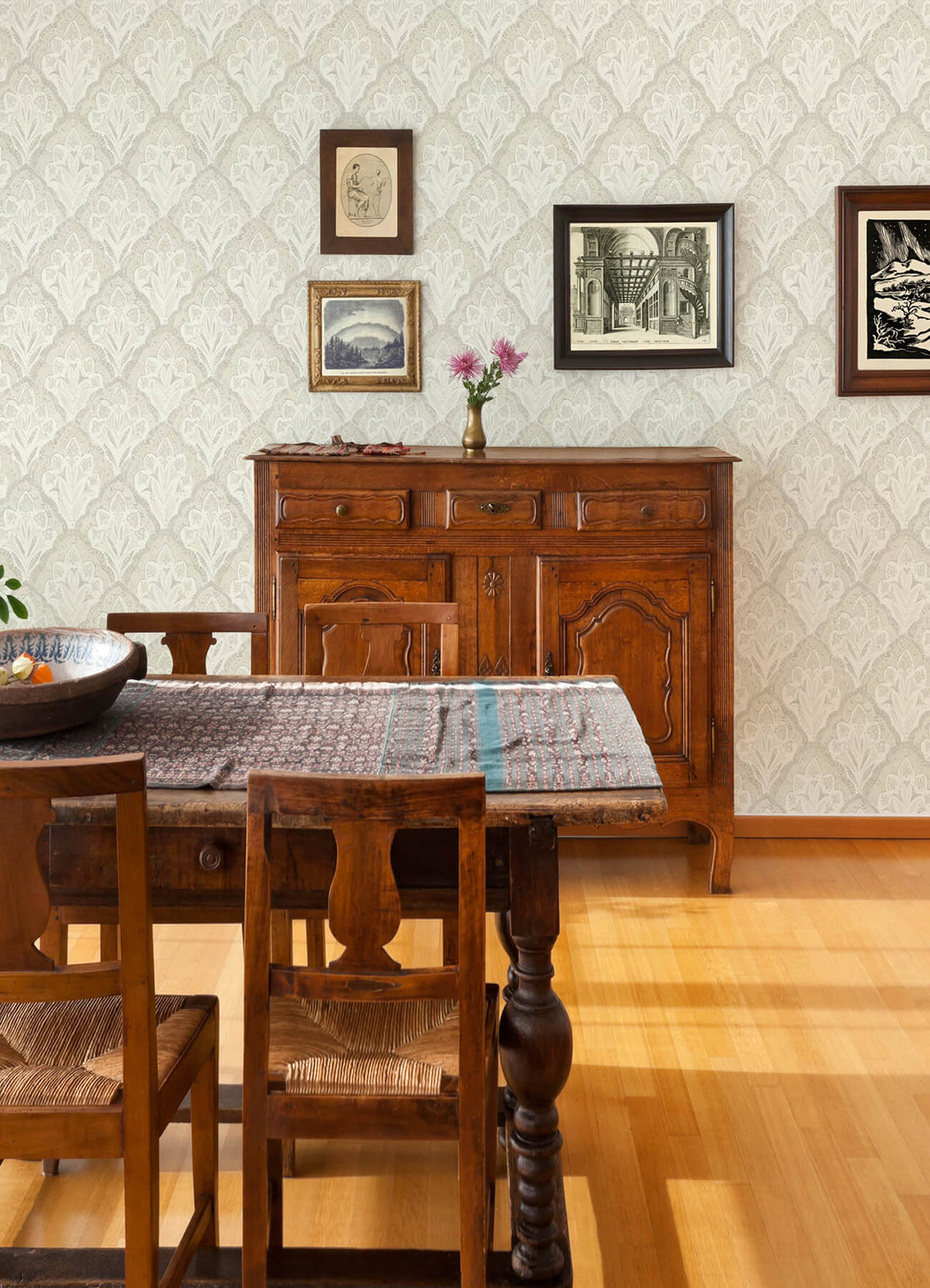 Chesapeake Kinfolk Mimir Quilted Damask Wallpaper Sample - Dove