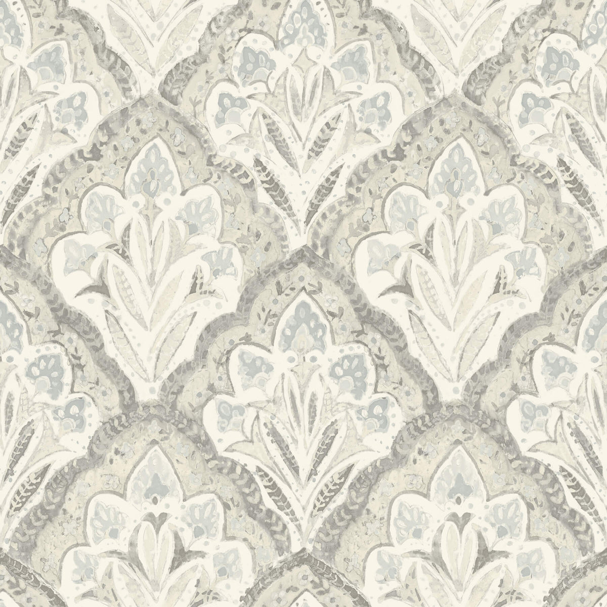 Chesapeake Kinfolk Mimir Quilted Damask Wallpaper Sample - Grey