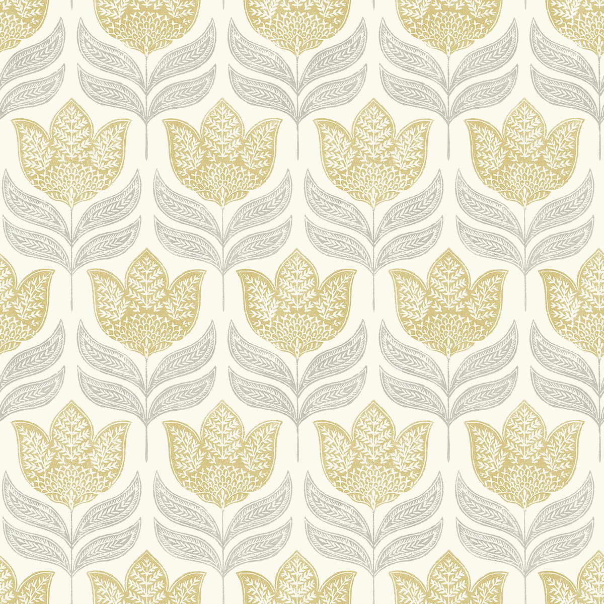 Chesapeake Kinfolk Cathal Tulip Block Print Wallpaper Sample - Mustard