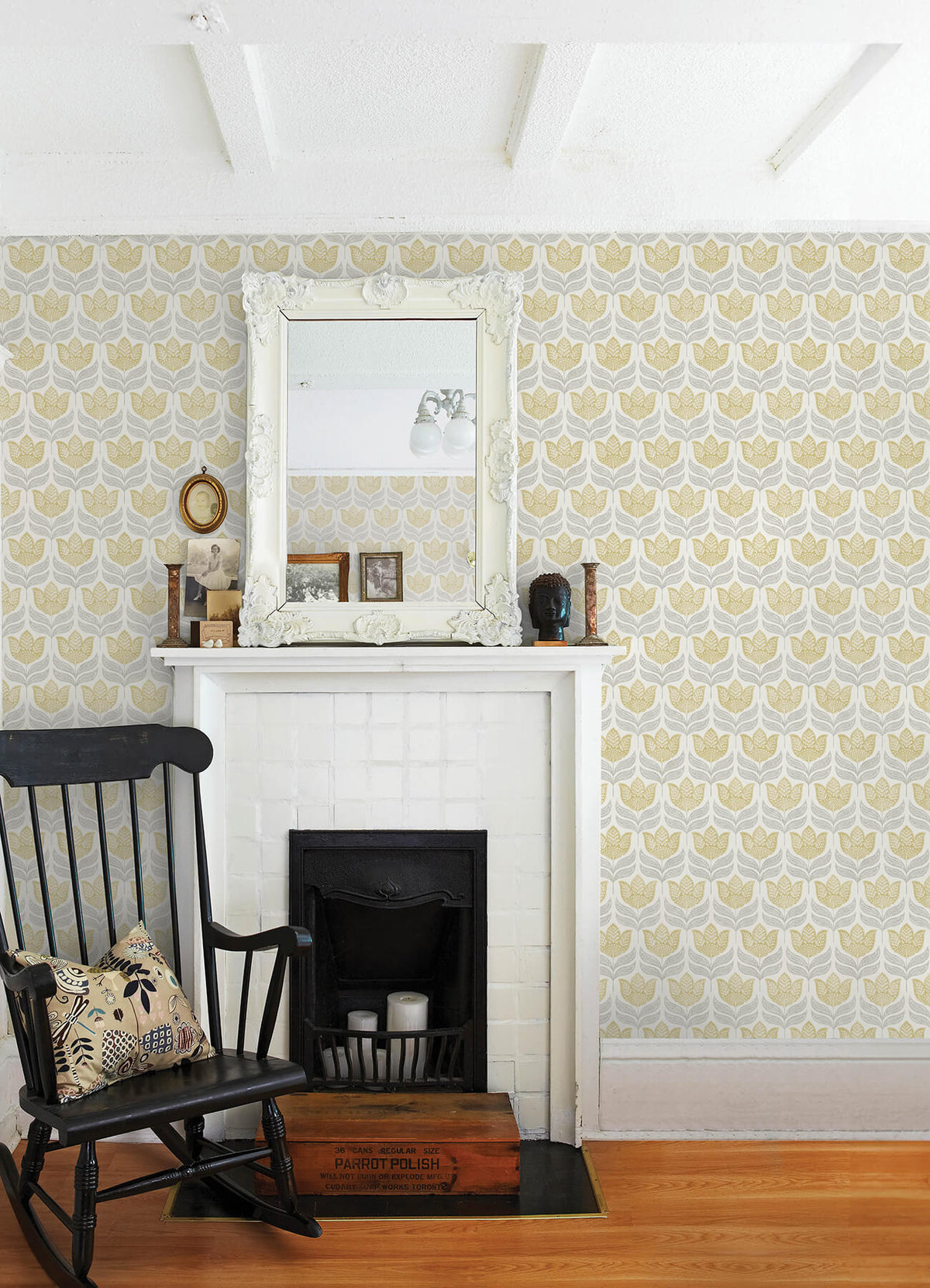 Chesapeake Kinfolk Cathal Tulip Block Print Wallpaper Sample - Mustard