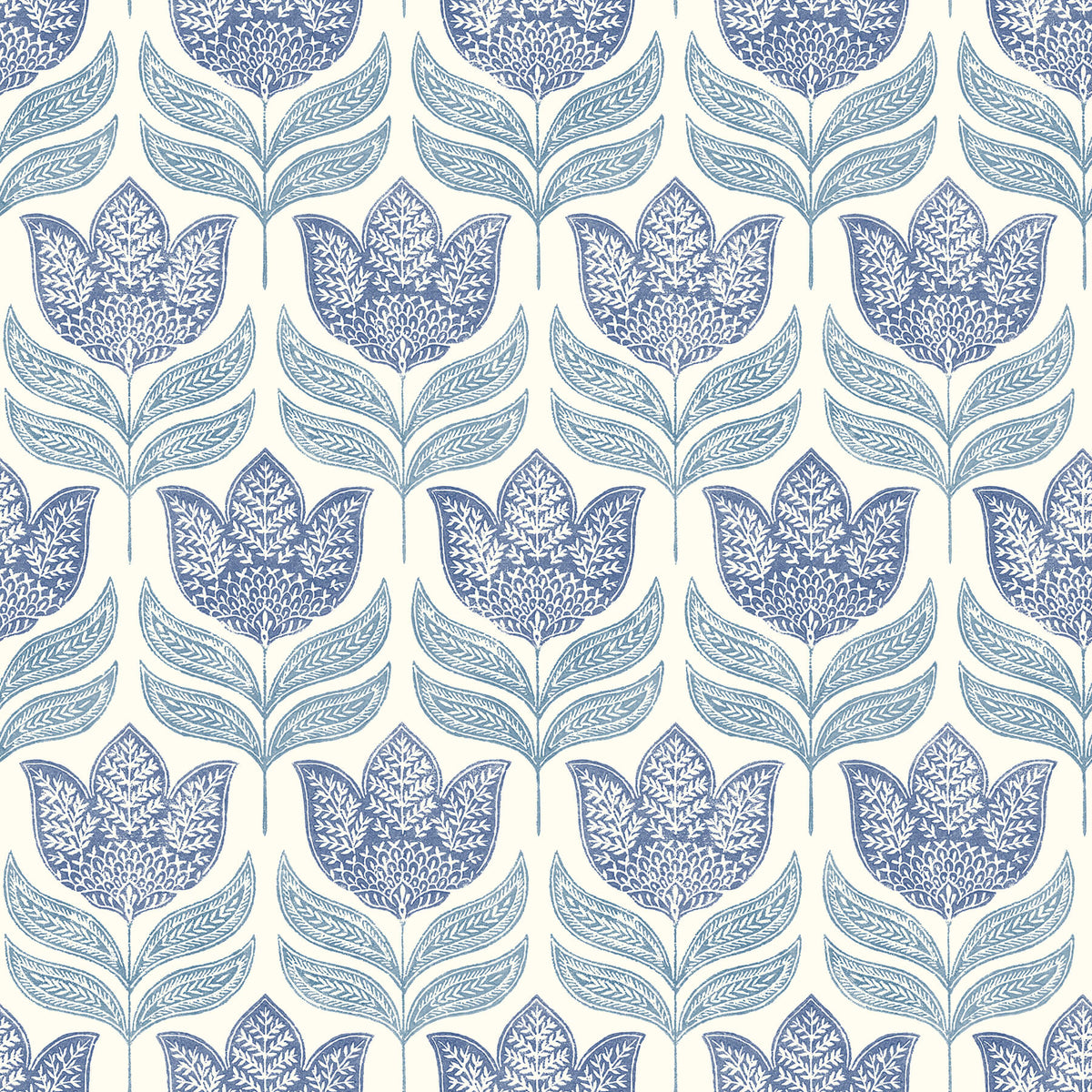 Chesapeake Kinfolk Cathal Tulip Block Print Wallpaper Sample - Blue