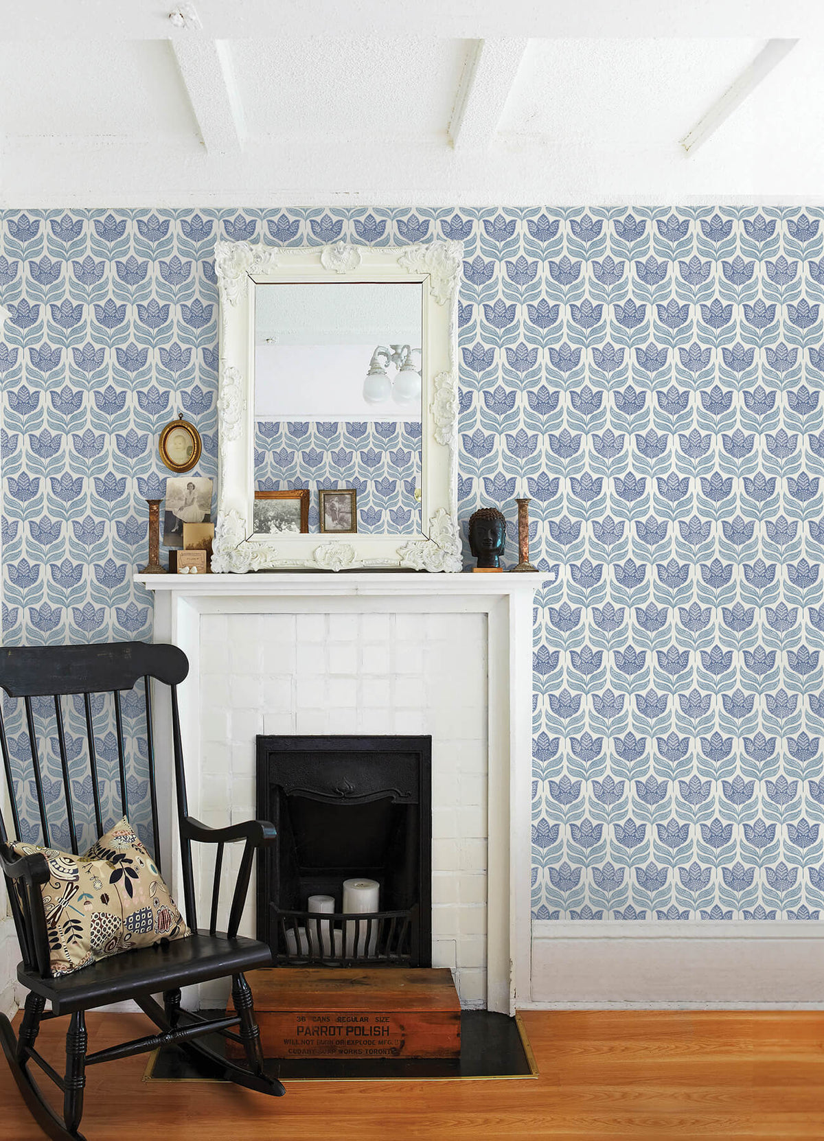 Chesapeake Kinfolk Cathal Tulip Block Print Wallpaper Sample - Blue