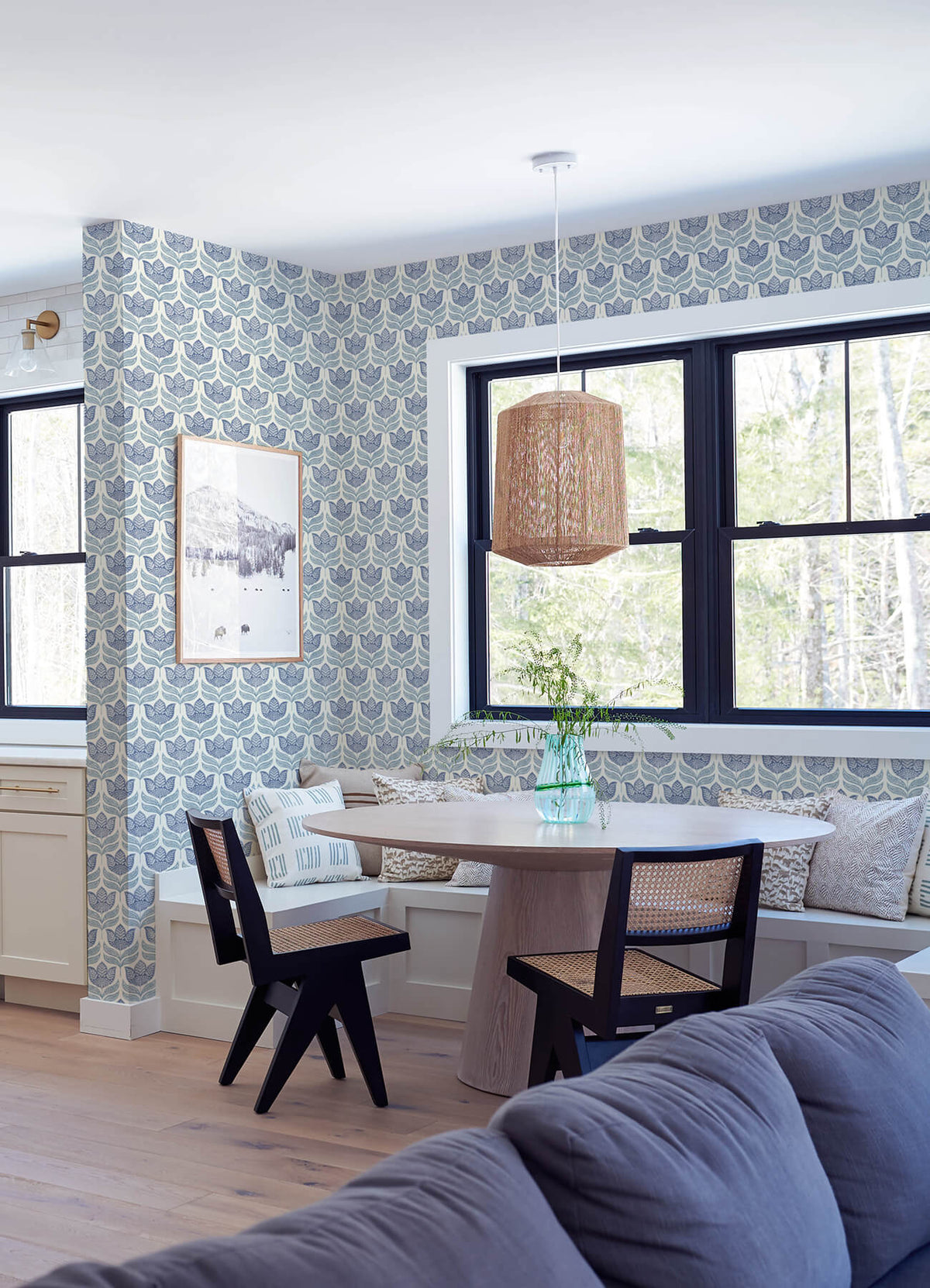 Chesapeake Kinfolk Cathal Tulip Block Print Wallpaper Sample - Blue