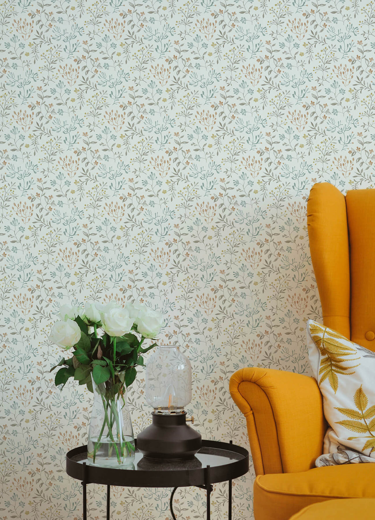Chesapeake Kinfolk Tarragon Dainty Meadow Wallpaper Sample - Pastel