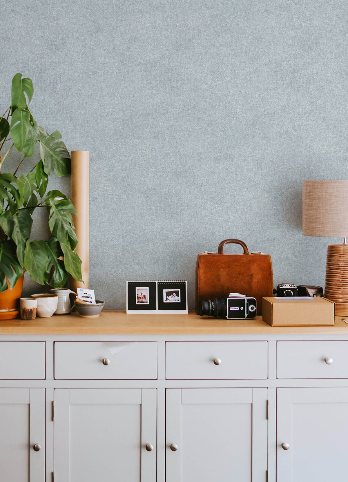 Chesapeake Kinfolk Homespun Textured Wallpaper Sample - Denim