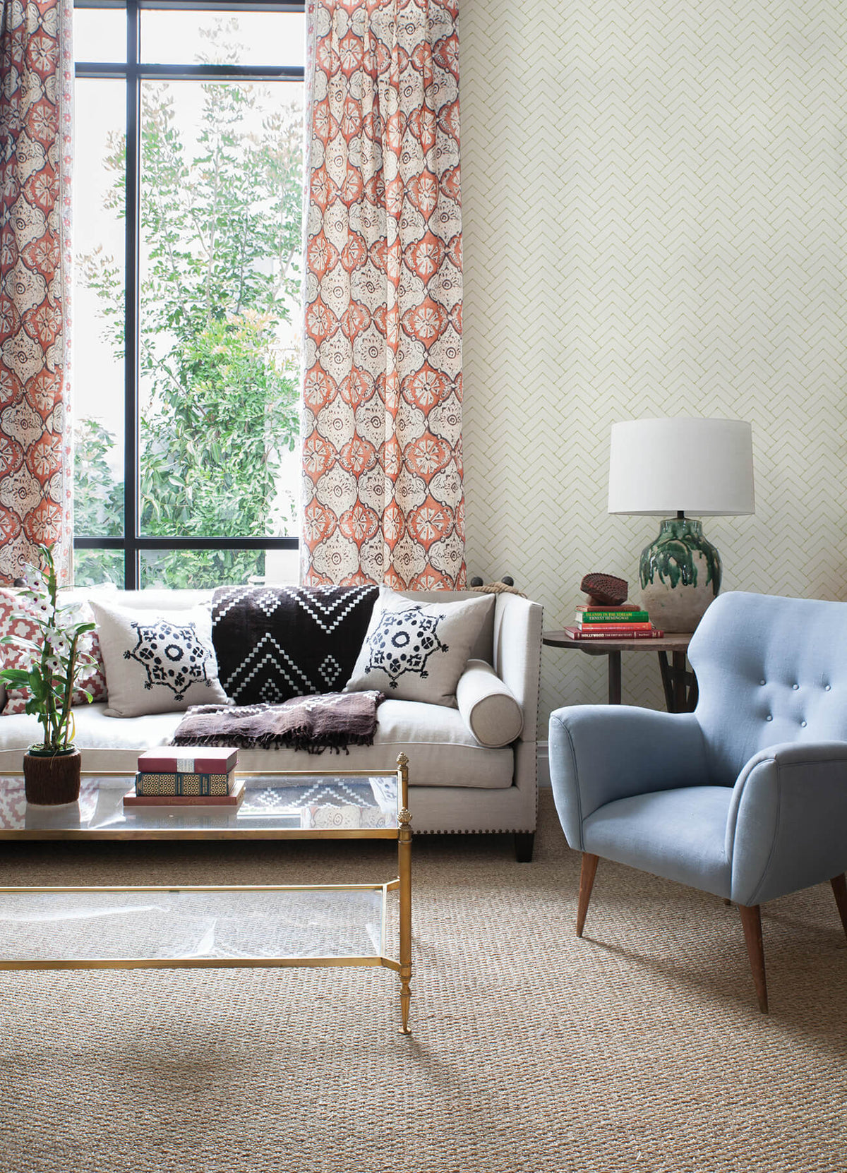 Chesapeake Kinfolk Oswin Herringbone Wallpaper - Light Yellow