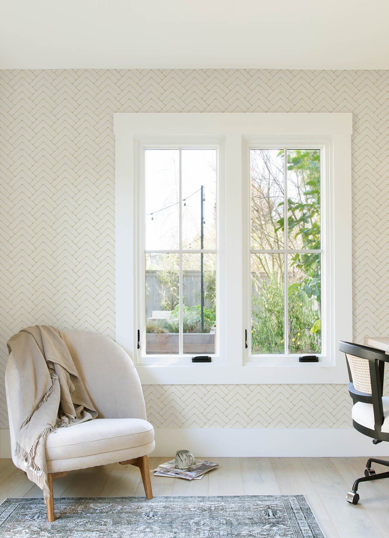 Chesapeake Kinfolk Oswin Herringbone Wallpaper - Light Yellow