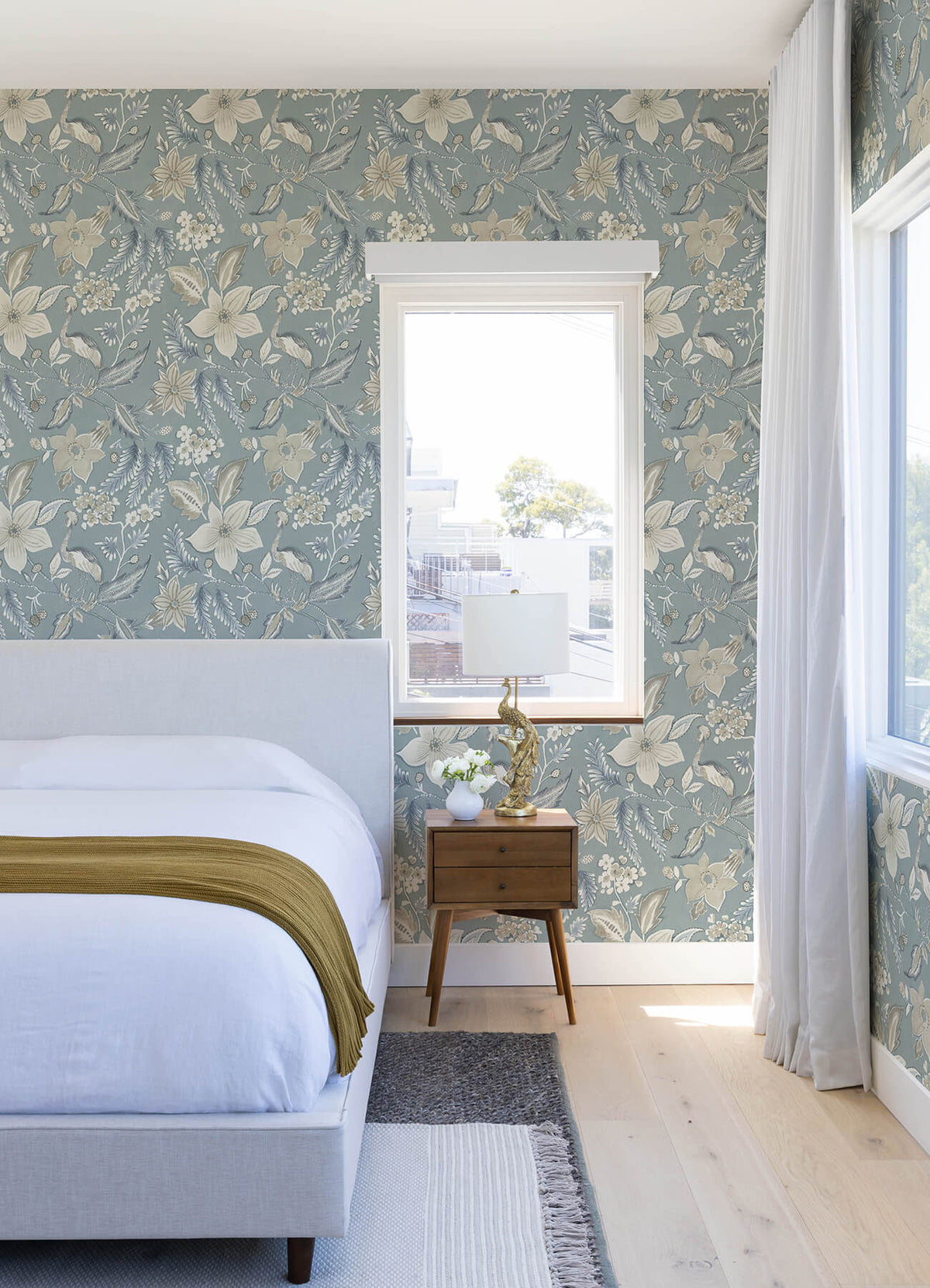 Scott Living Crestwood Wallpaper Sample - Sky Blue